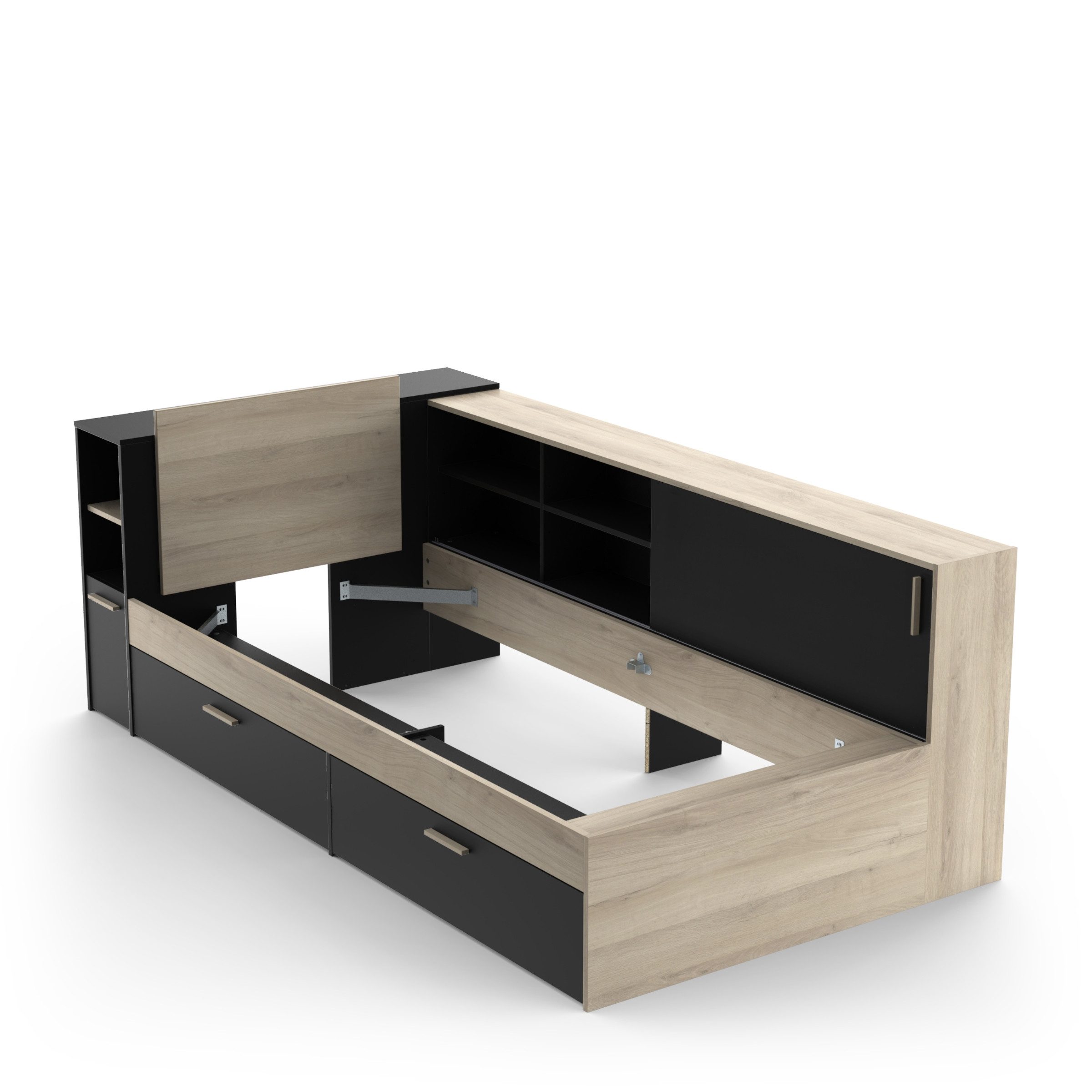 PREISBRECHER Stauraumbett LIFE, in Kronberg Eiche - 229,4x87,7x119,2cm (BxHxT)