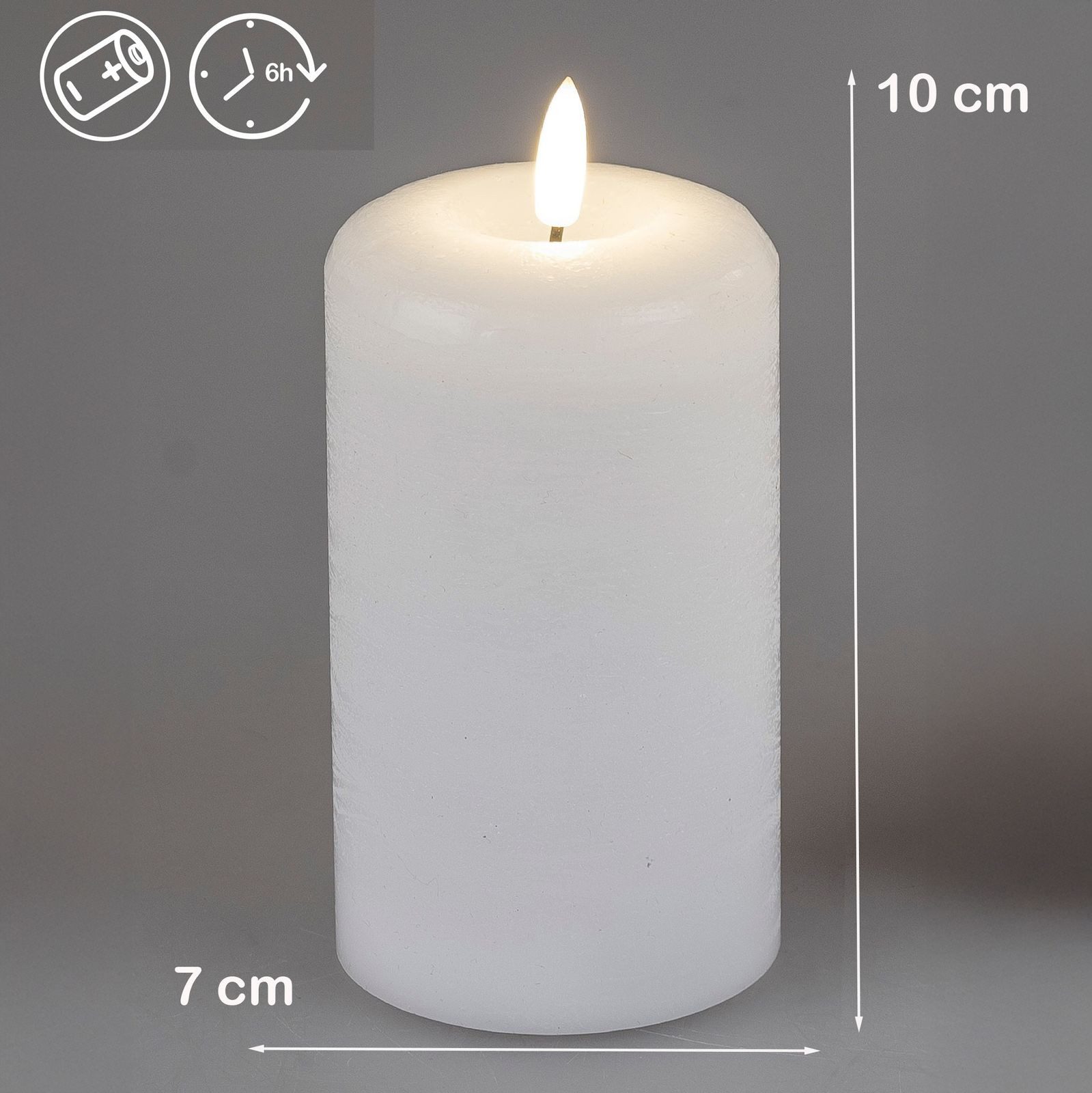 formano LED Dekolicht LED-Wachskerze weiß 10 cm 3D Flackereffekt & Timer 6Std an/18Std aus, LED fest integriert
