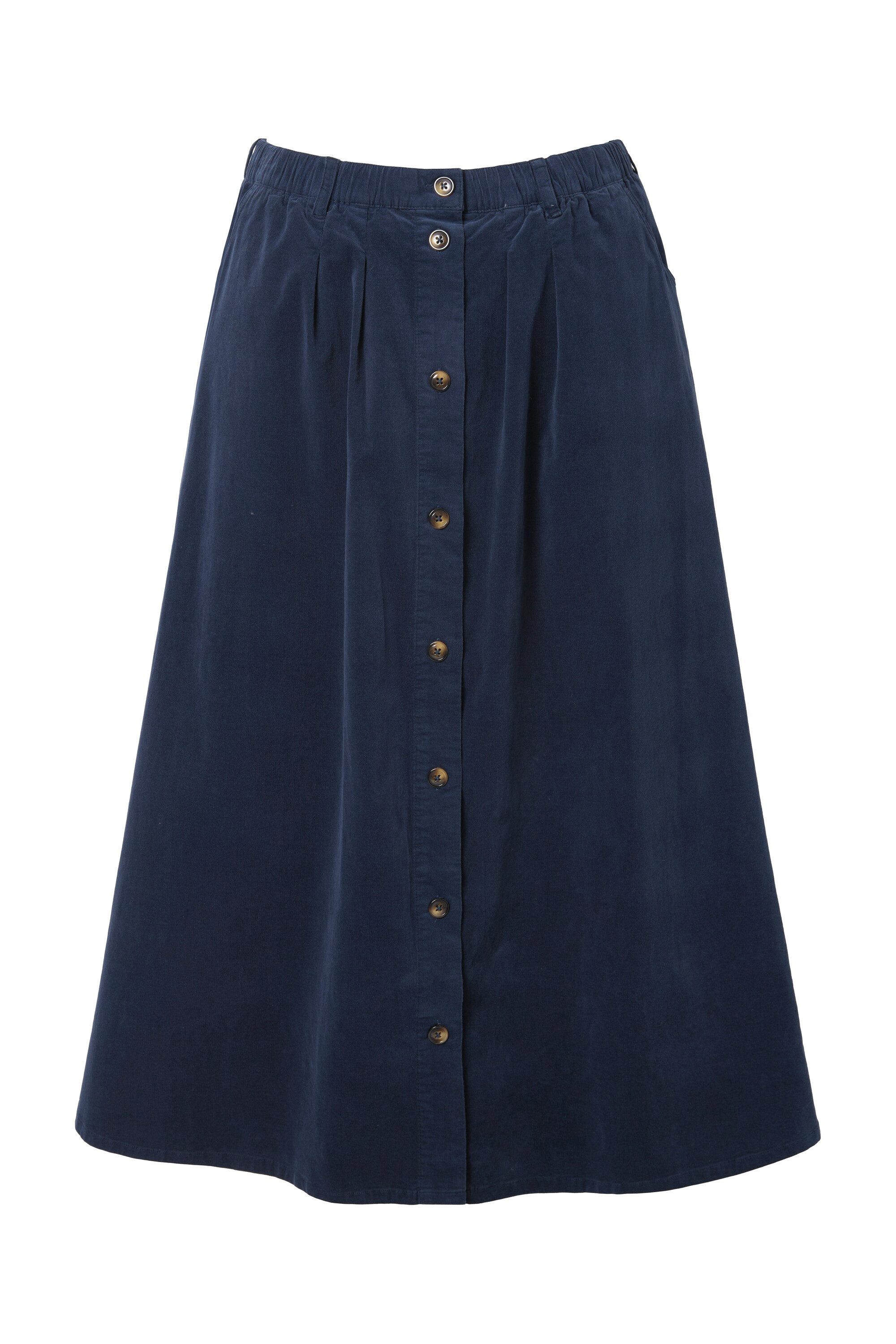 Ulla Popken Jerseyrock Cord-Maxirock A-Linie Knopfleiste Elastikbund günstig online kaufen