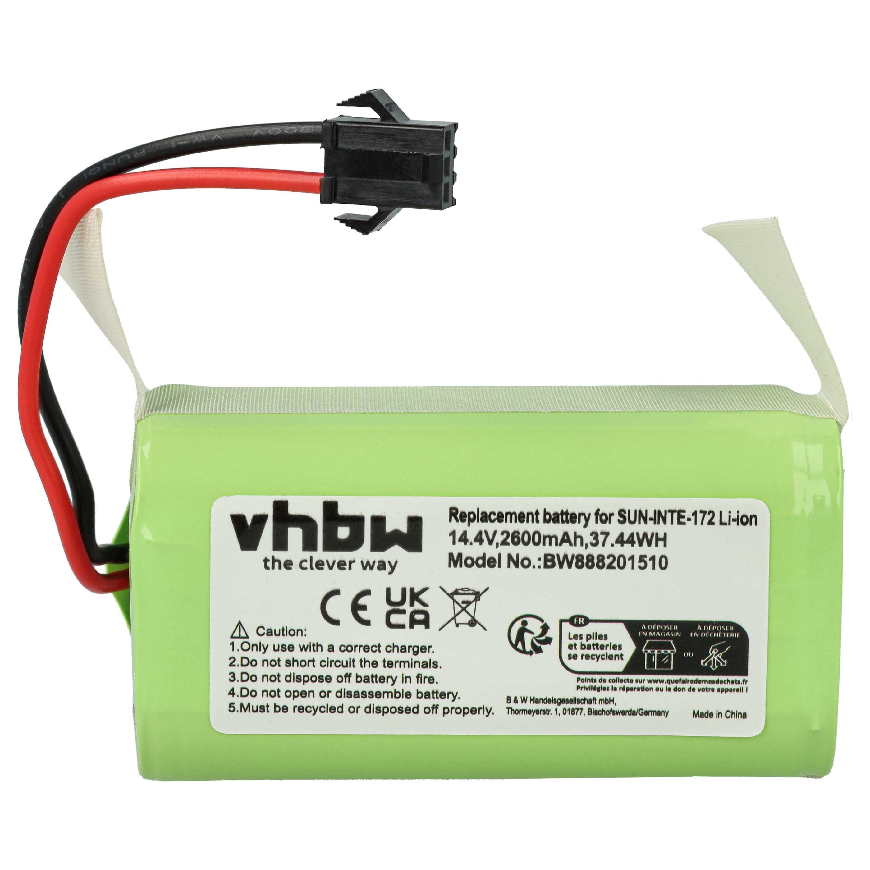 vhbw passend für Eufy RoboVac 30, 11S Max, 15C Max, 15T, 11S, 25C, 25C Max, Staubsauger-Akku Akku Li-Ion 2600 mAh (14,4 V, 1 St), Leistungsfähiger Austausch-Akk – Bild 3 von 5