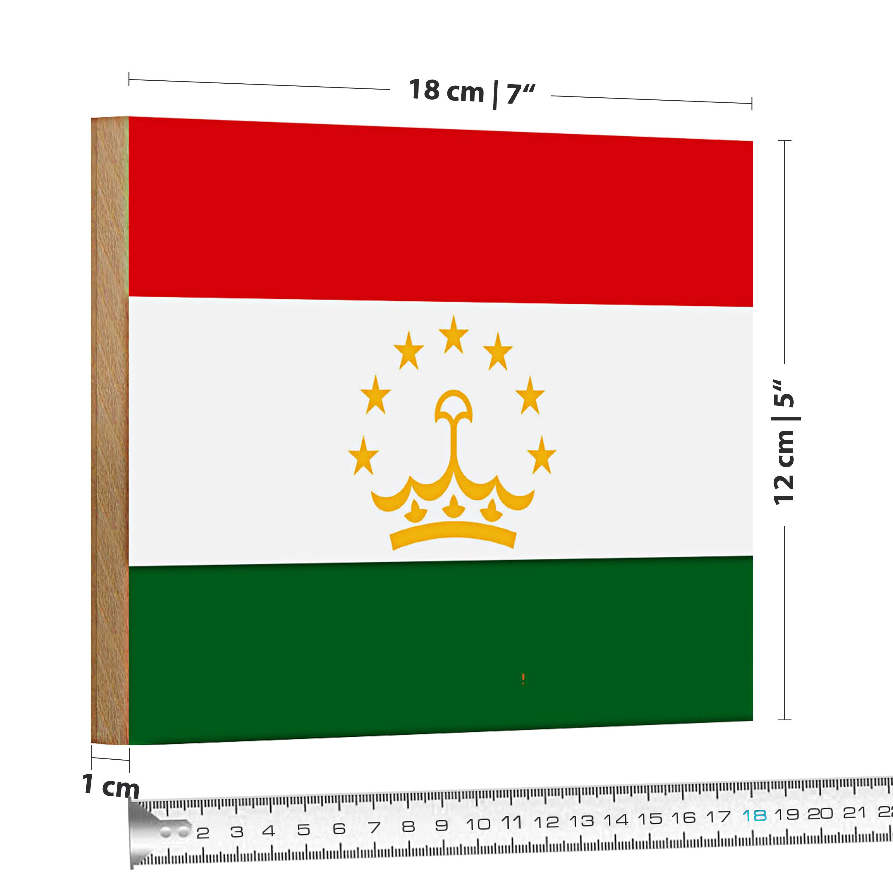 Roomando Holzbild Flagge Tadschikistan 18x12cm Flag of Tajikistan
