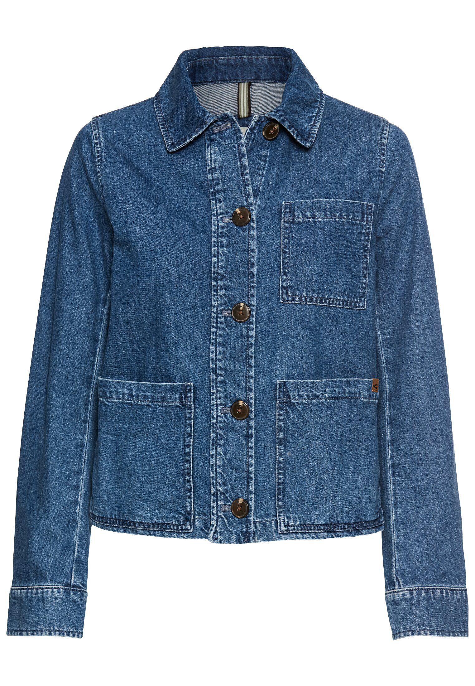 camel active Hemdjacke aus Baumwolle Langarm Button-Down Markenlogo