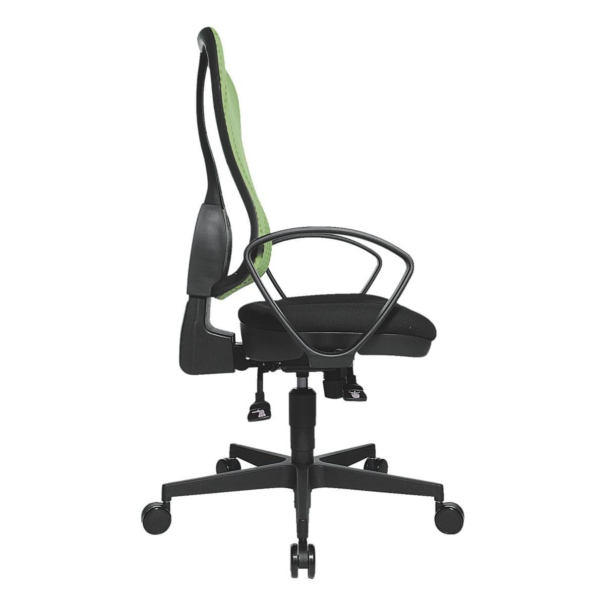 Netzrückenlehne, (ohne Muldensitz, Headpoint Armlehnen) grün Punkt-Synchronmechanik, Schreibtischstuhl TOPSTAR SY,