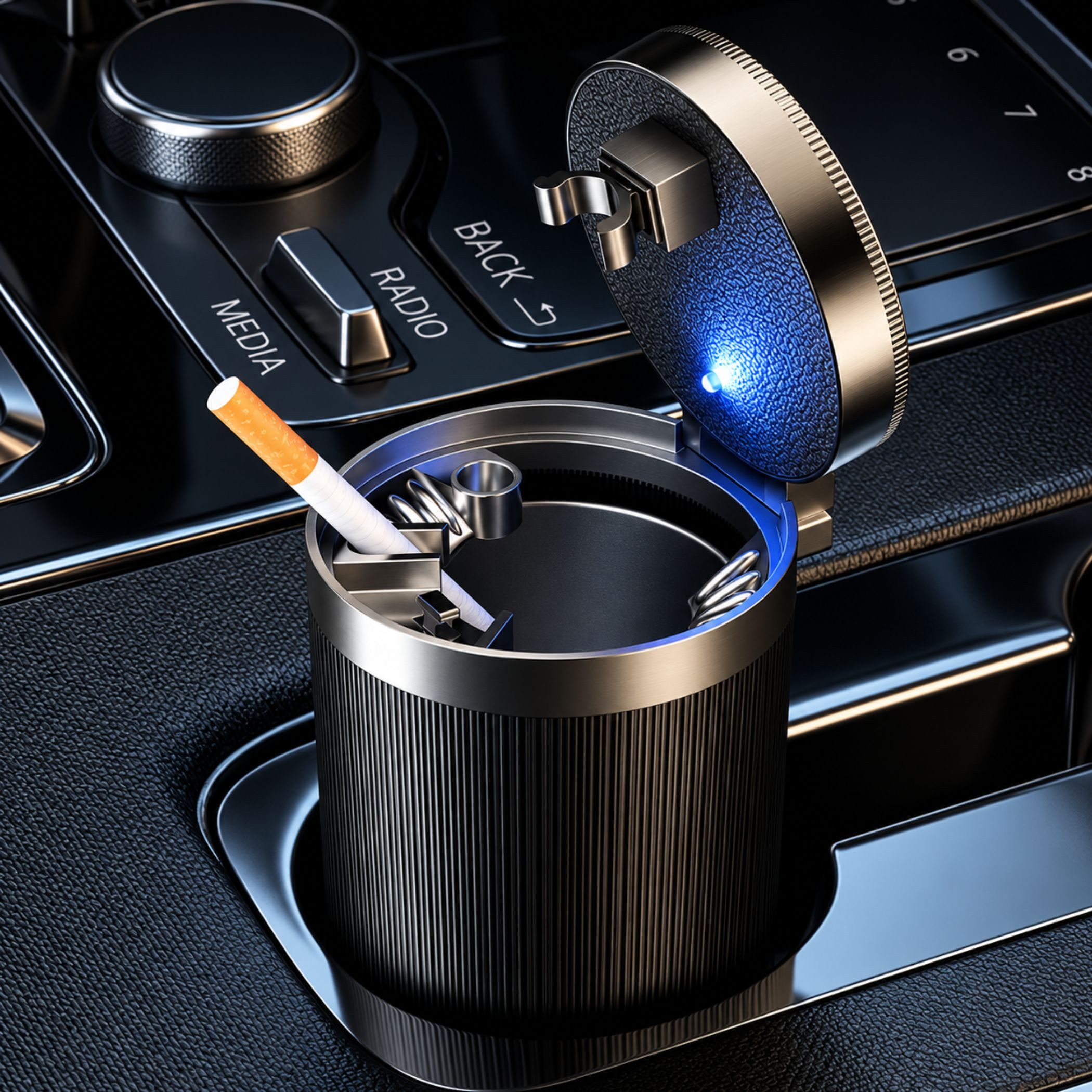 Bolwins Aschenbecher D09C KFZ Autoaschenbecher Aschenbecher LED Beleuchtung Gluttöter, Aschenbecher mit LED Beleuchtung – Bild 5 von 5