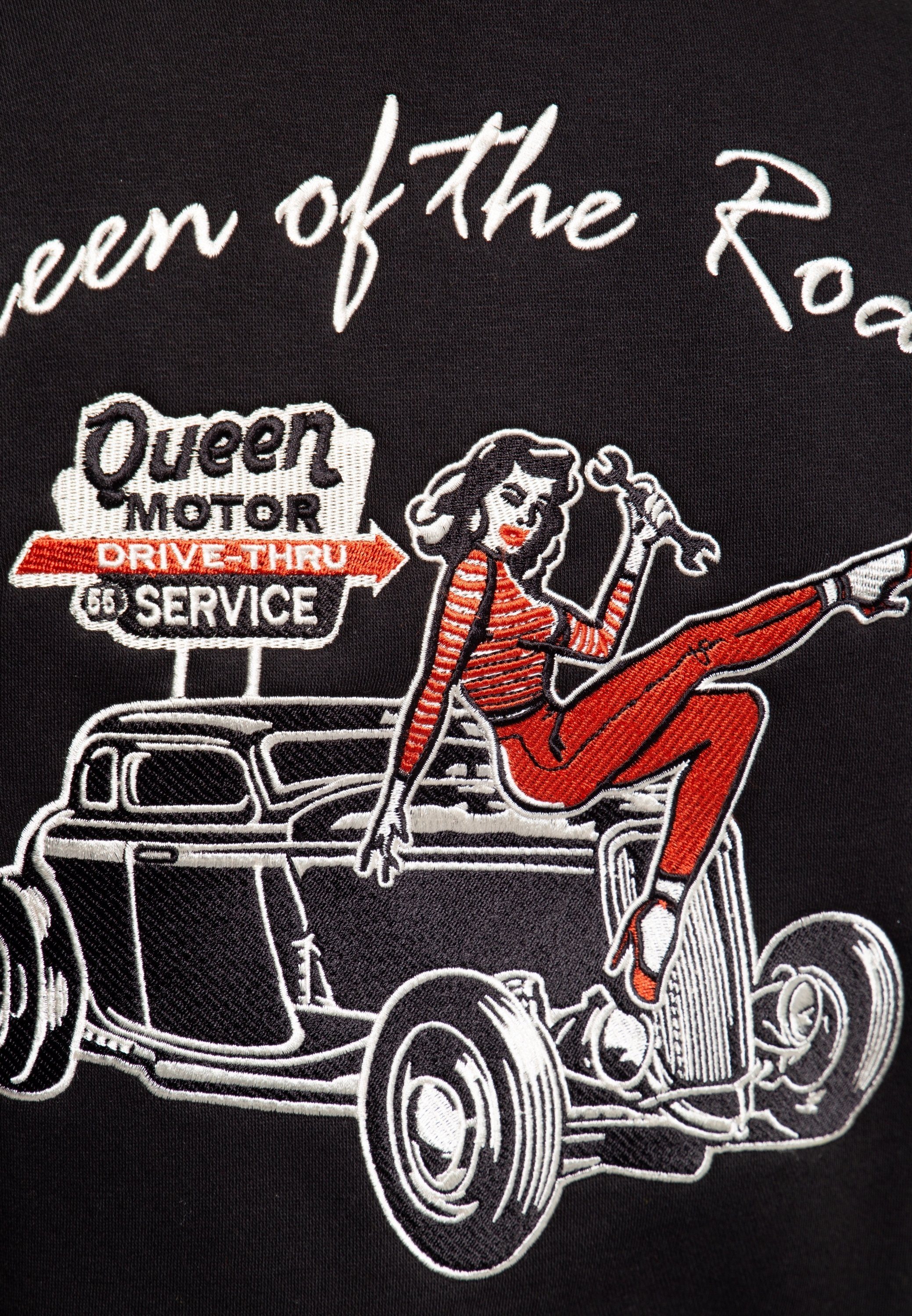 hochwertiger, of Road mit Collegejacke the Vintage-Stickerei kontrastierter Queen QueenKerosin