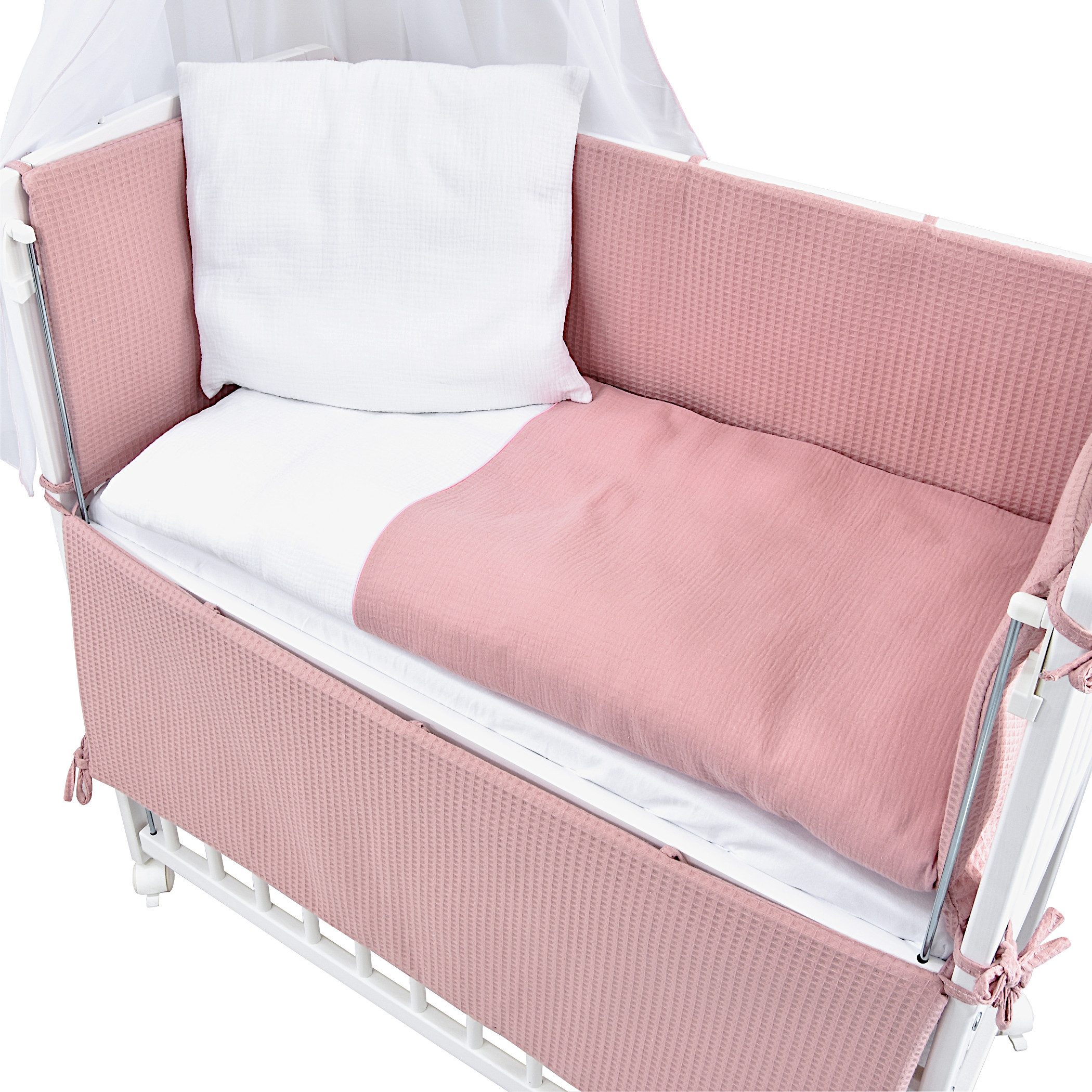 Baby-Delux Stubenbett Beistellbett Komplettset Waffelpique Musselin, Stillb günstig online kaufen