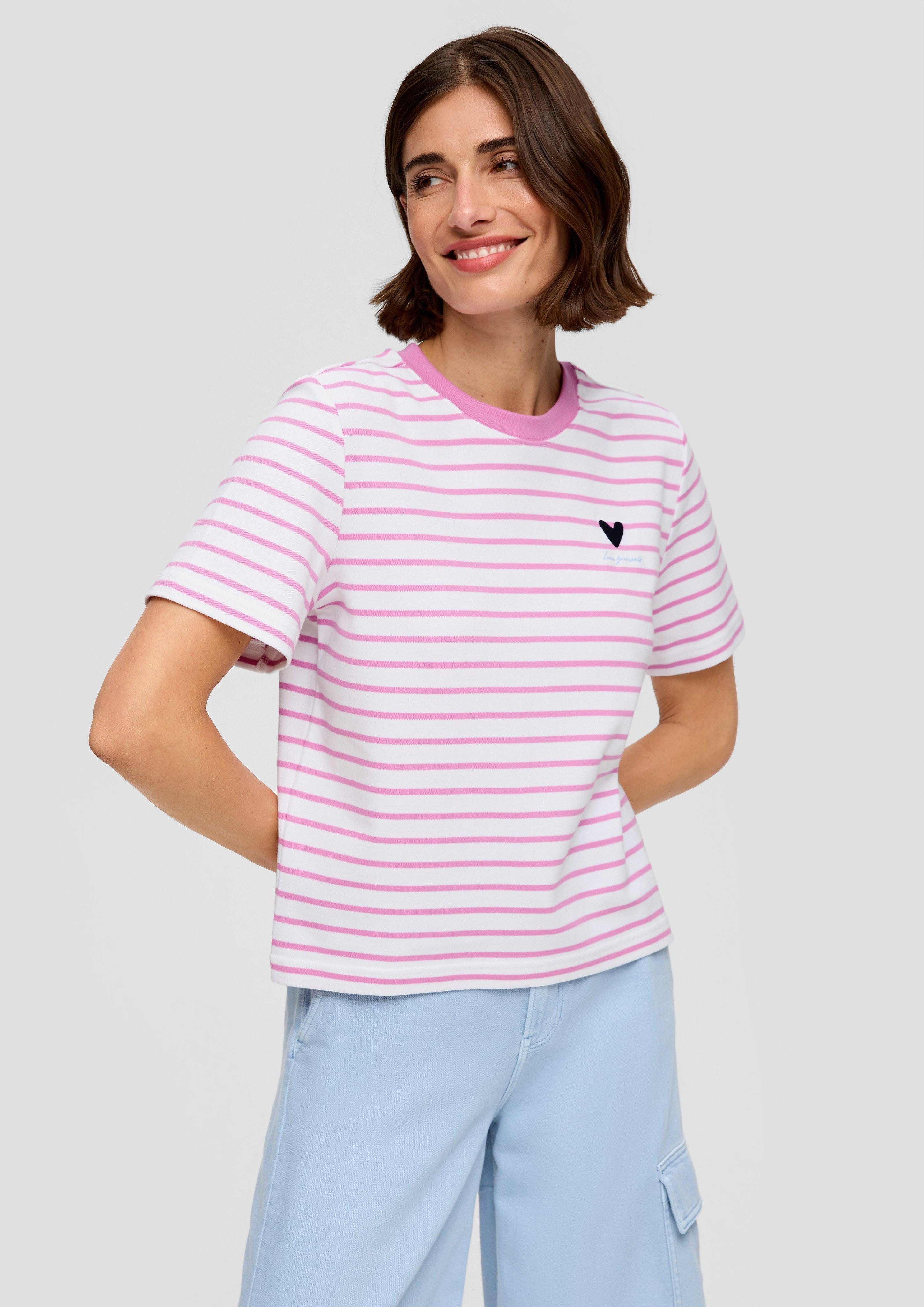 s.Oliver Kurzarmshirt Ringelshirt mit Stickerei Stickerei günstig online kaufen