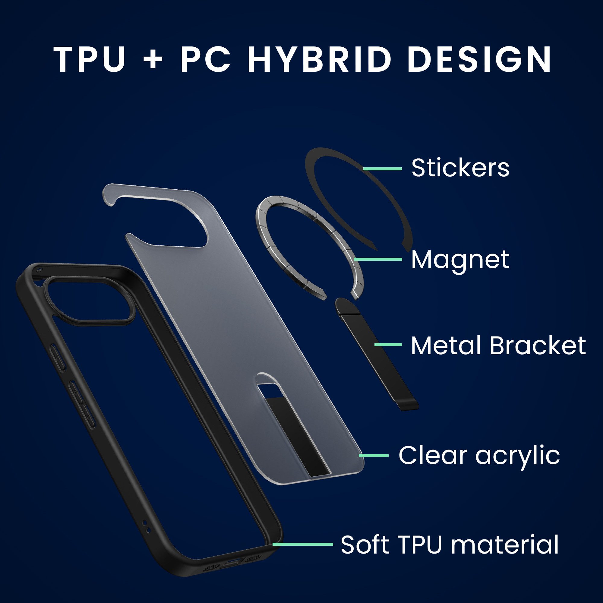 kwmobile Smartphone-Hülle Matt-transparente Hülle für Google Pixel 10 / Pixel 10 Pro / Pixel 9, Kickstand Hardcase kompatibel mit MagSafe - Schwarz Matt Transparent