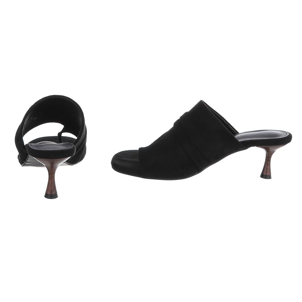 Ital-Design Damen Mules mit Absatz und gerafftem Design Zehentrenner (91849532) Pfennig-/Stilettoabsatz Sandalen & Sandaletten in Schwarz – Bild 5 von 5