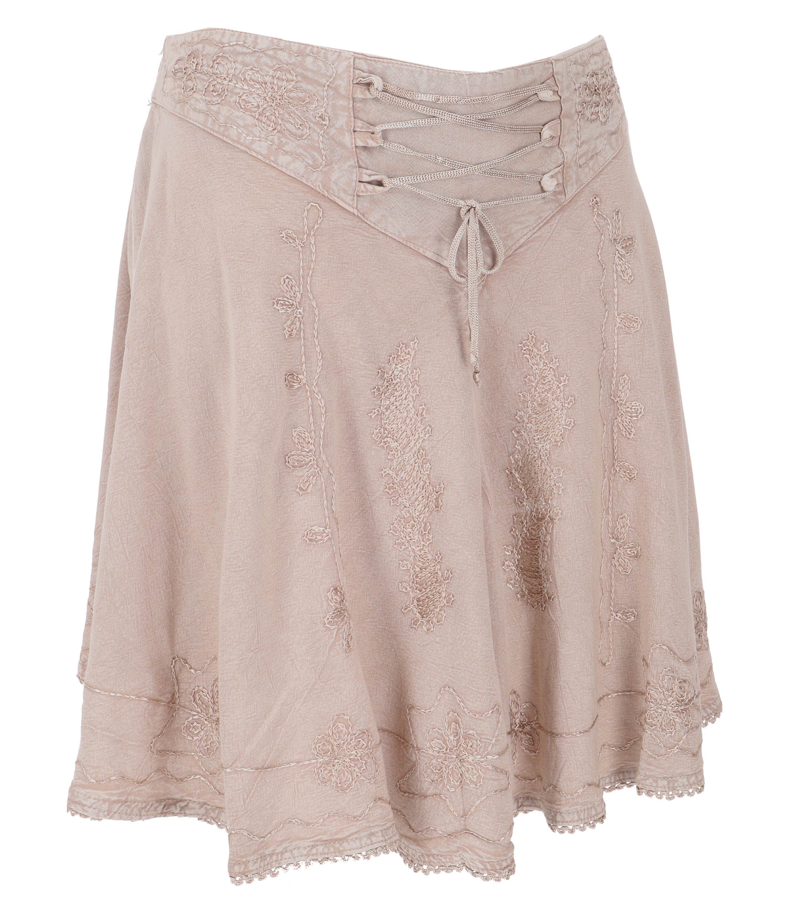 Guru-Shop Minirock Bestickter Boho Minirock - beige alternative Bekleidung – Bild 2 von 5