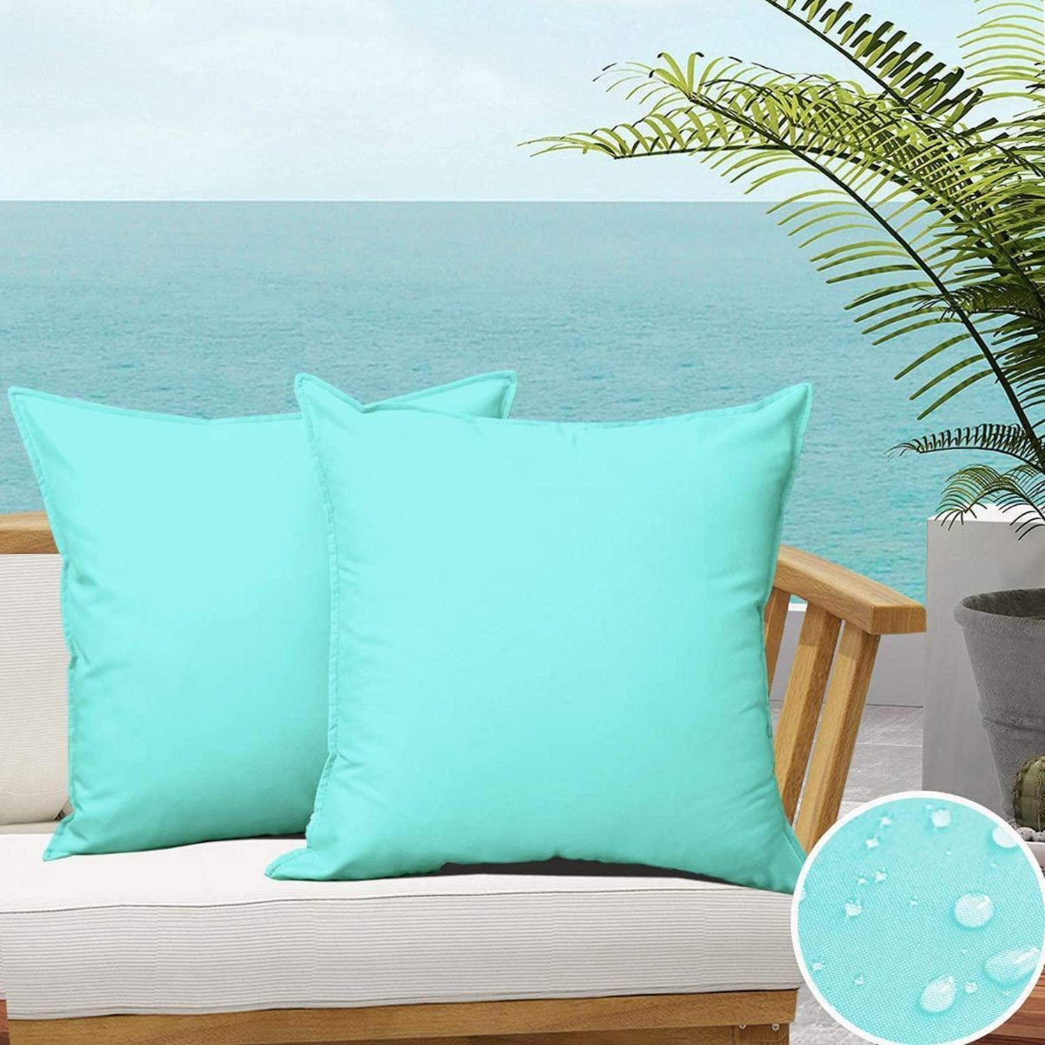 LuxusKollektion Kissenhülle Wurfkissenbezüge Outdoor Hellblau 2er-Set, (2 Stück)