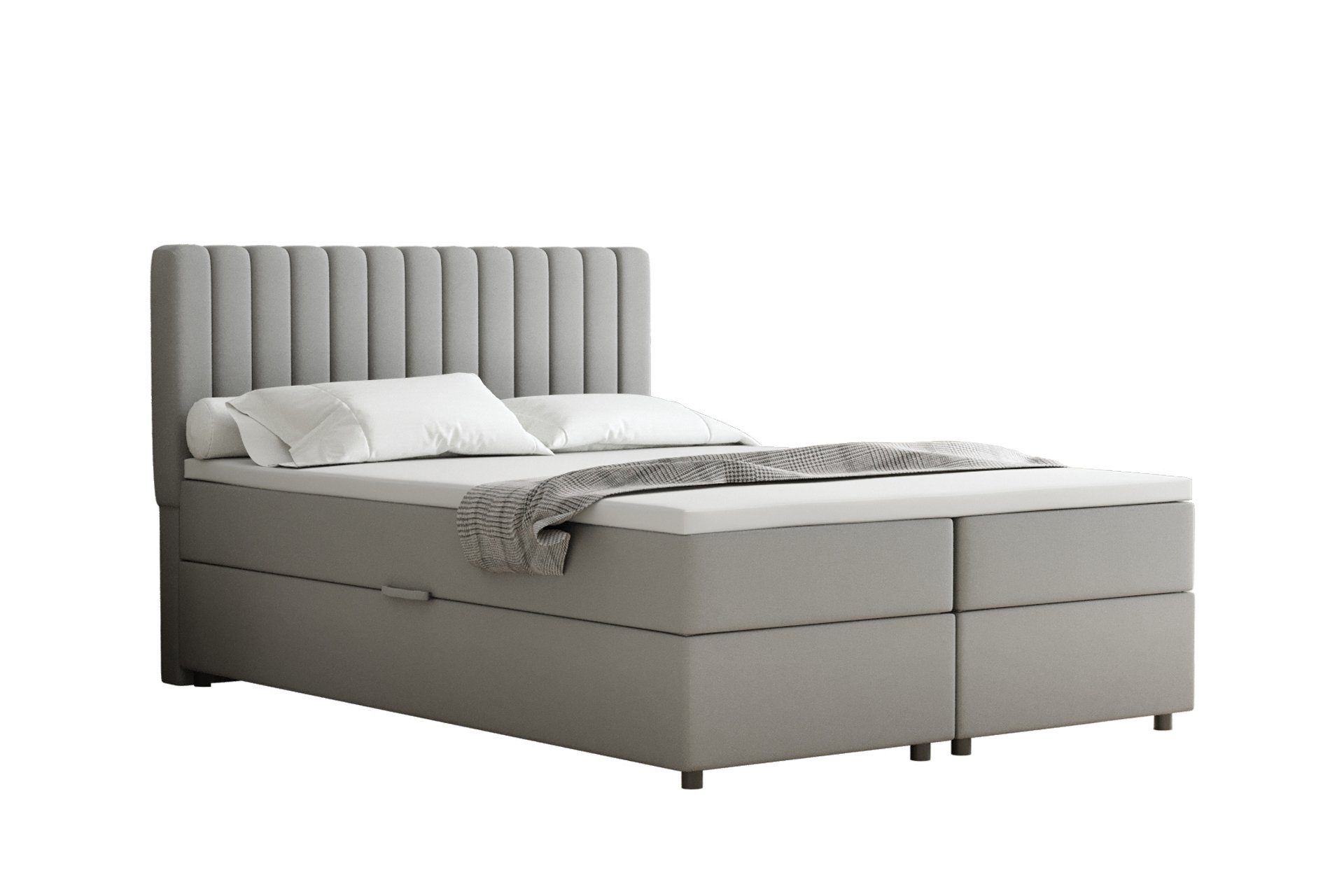 PANDA MÖBEL GmbH Boxspringbett EVEREST – Doppelbett mit Bettkasten, Bestseller - inkl. Trageservice, 140x200, 160x200, 180x200, Polsterbett mit Bettkasten und Topper