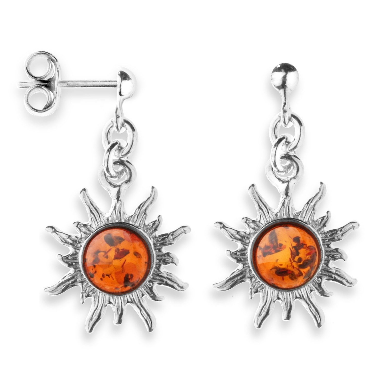OSTSEE-SCHMUCK Paar Ohrhänger Ostsee-Schmuck Ohrhänger Sonne 14 mm Ohrhänger Sonne 14 mm (2-tlg)