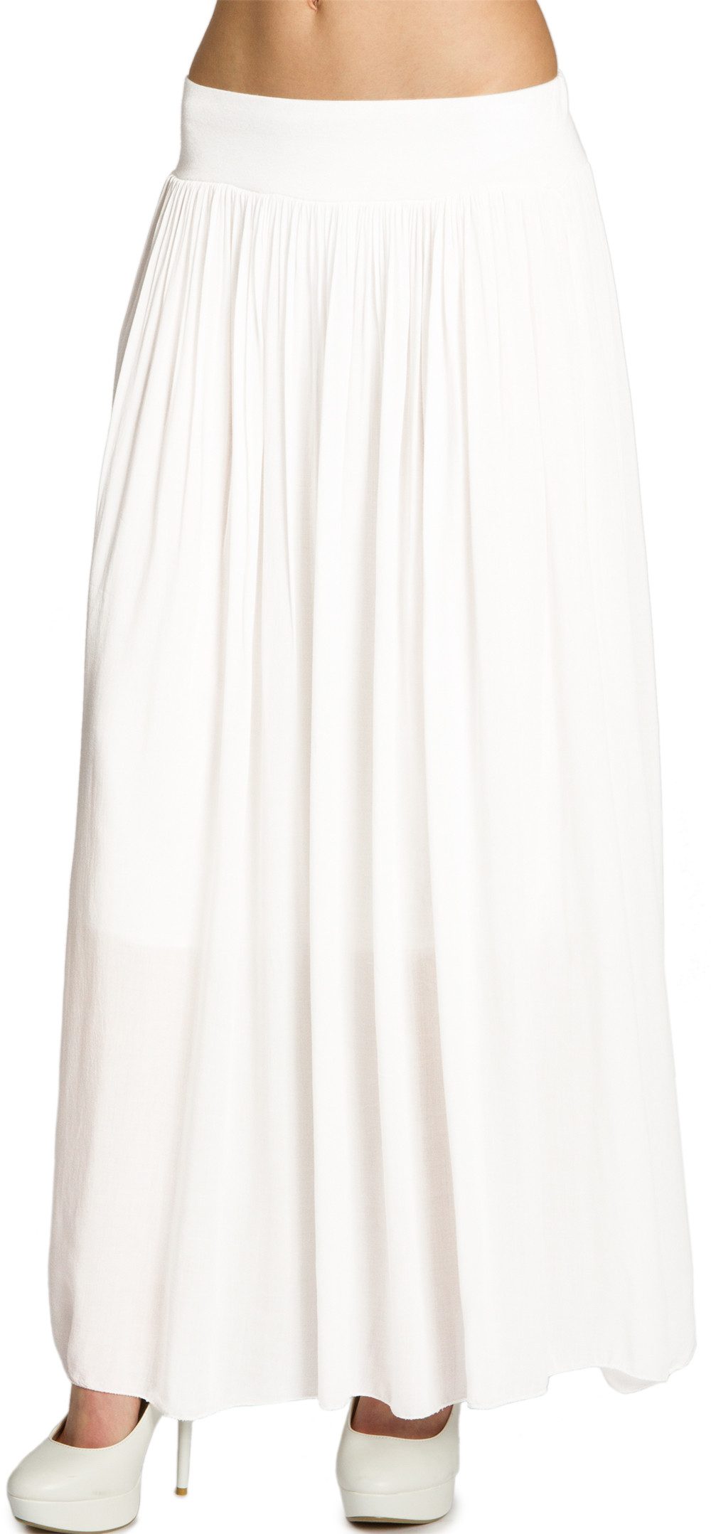 Caspar Faltenrock RO034 leichter langer eleganter Damen Sommer Rock Maxirock - bodenlang bei ca. 157 cm Körpergröße