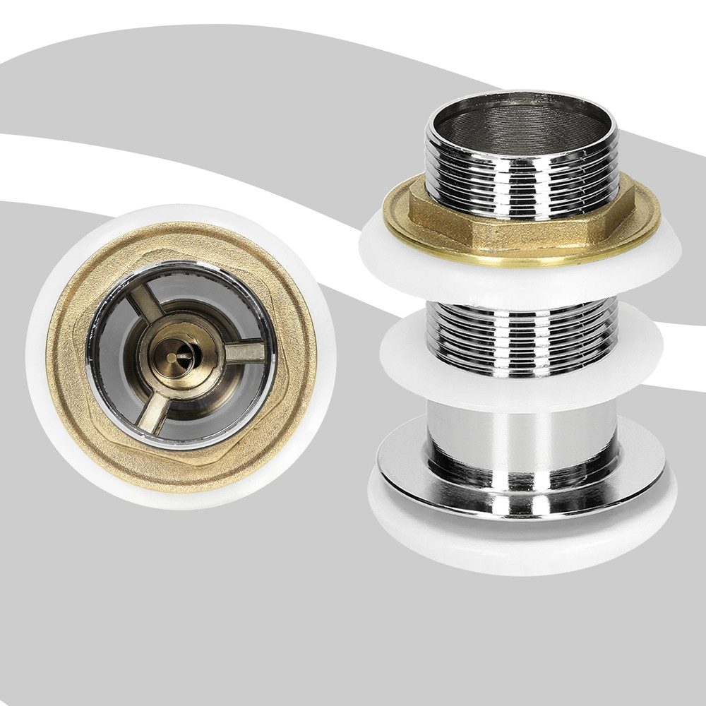 LuxeBath Ablaufgarnitur Ablaufventil für Waschbecken & Waschtisch Pop Up Ventil Doppeldichtung (Komplett-Set) Abflussgarnitur Universal Weiß Keramikdeckel ohne  – Bild 4 von 5