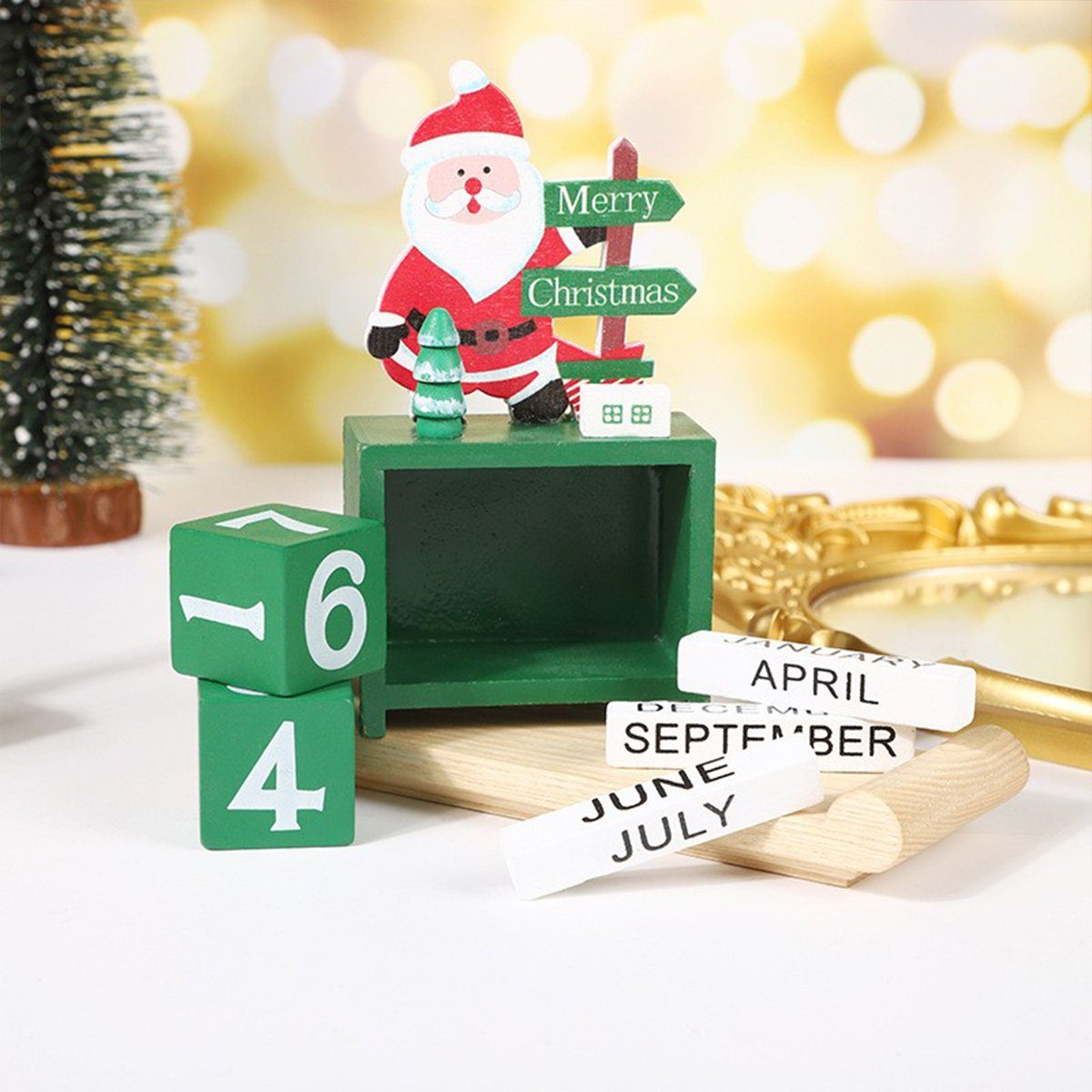 XDeer Adventskalender Holz Weihnachtskalender Weihnachten Countdown, Für Weihnachts rot Weihnachtsmann Kalender Adventskalender