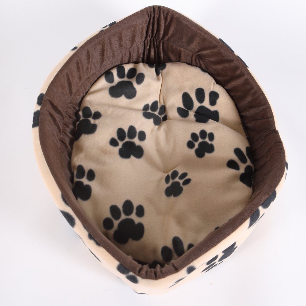 Home4Living Hundekorb Katzenbett Hundebett Plüsch 54x46cm Beige-Braun Kuschelbett, herausnehmbares Kissen