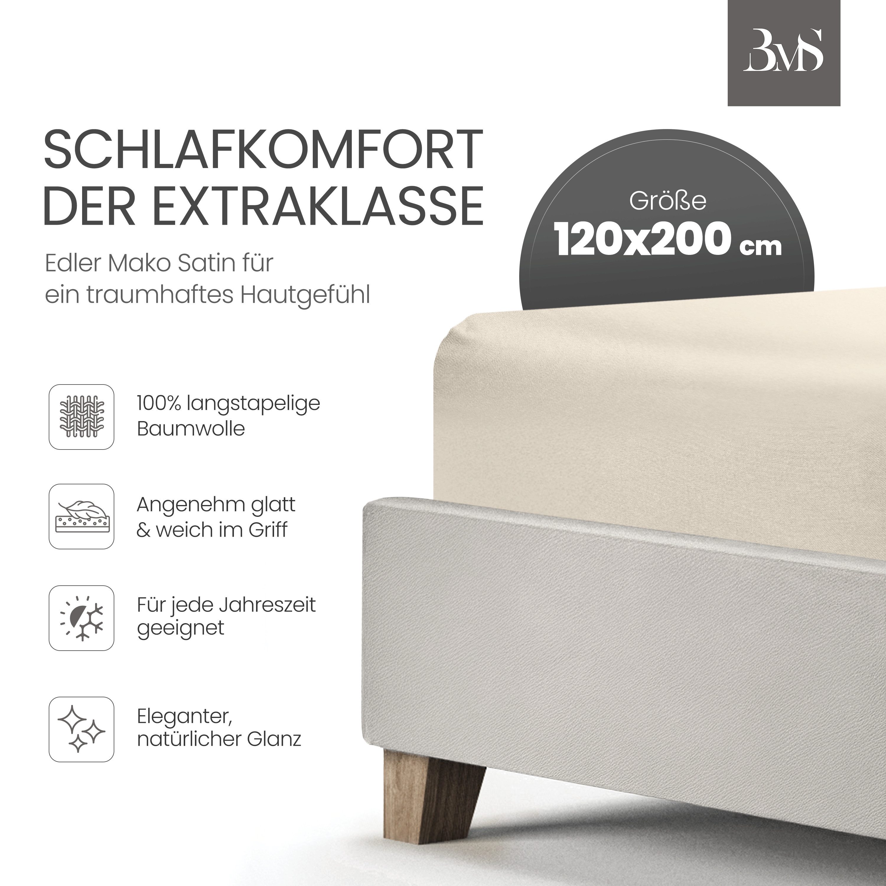 BETTWAESCHE-MIT-STIL Spannbettlaken Mako Satin Spannbettlaken, Matratzenhöh günstig online kaufen