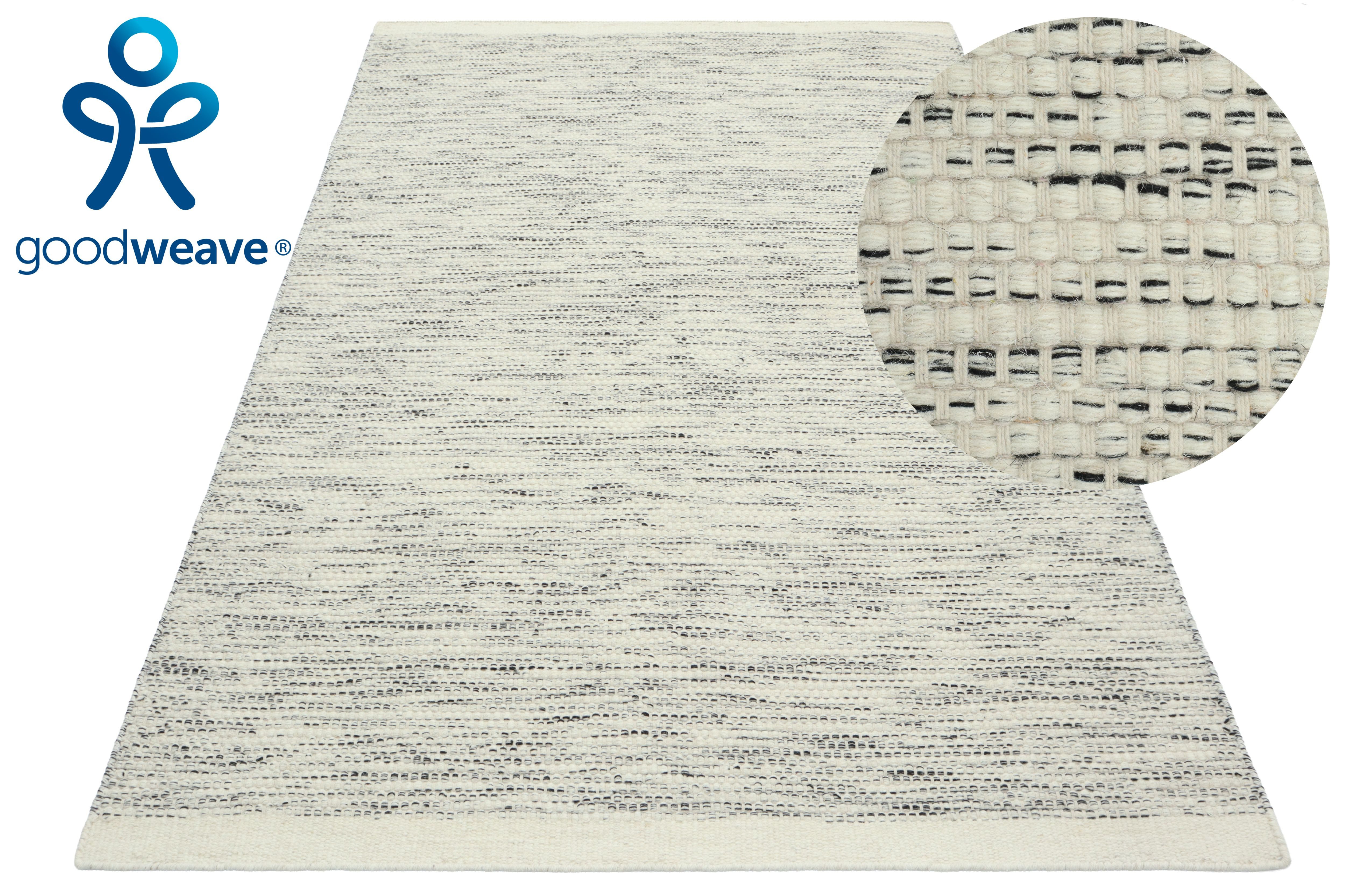 OTTO home Teppich Lirra, mit hohem Wollanteil, Wolle-Baumwoll-Mix, rechteckig, Höhe: 6 mm, zeitloses Design, Webstruktur, Wohnzimmer, Schlafzimmer, Esszimmer