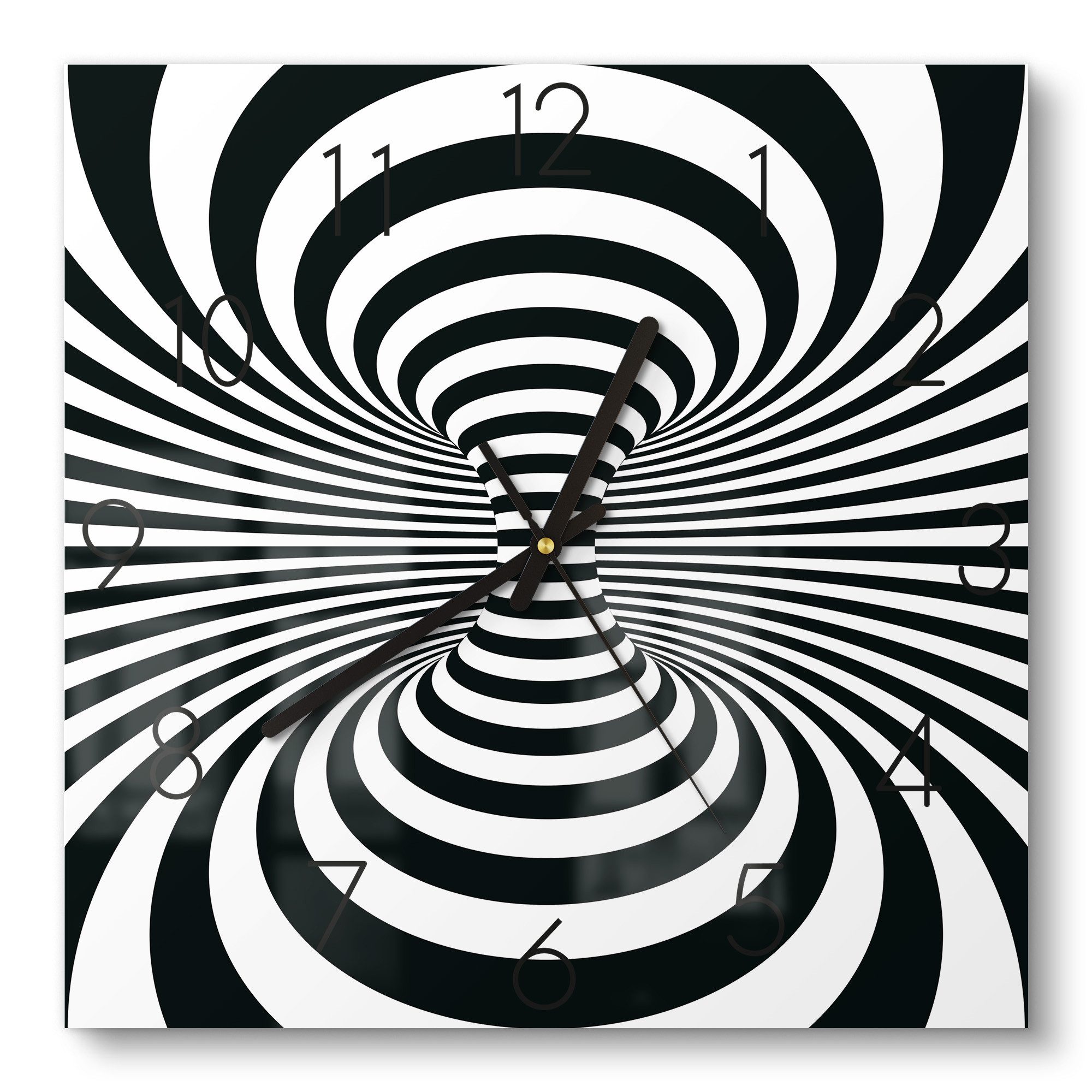 DEQOART Wanduhr 'Vortex der Wahrnehmung' (Glas Glasuhr modern Wand Uhr Design Küchenuhr)