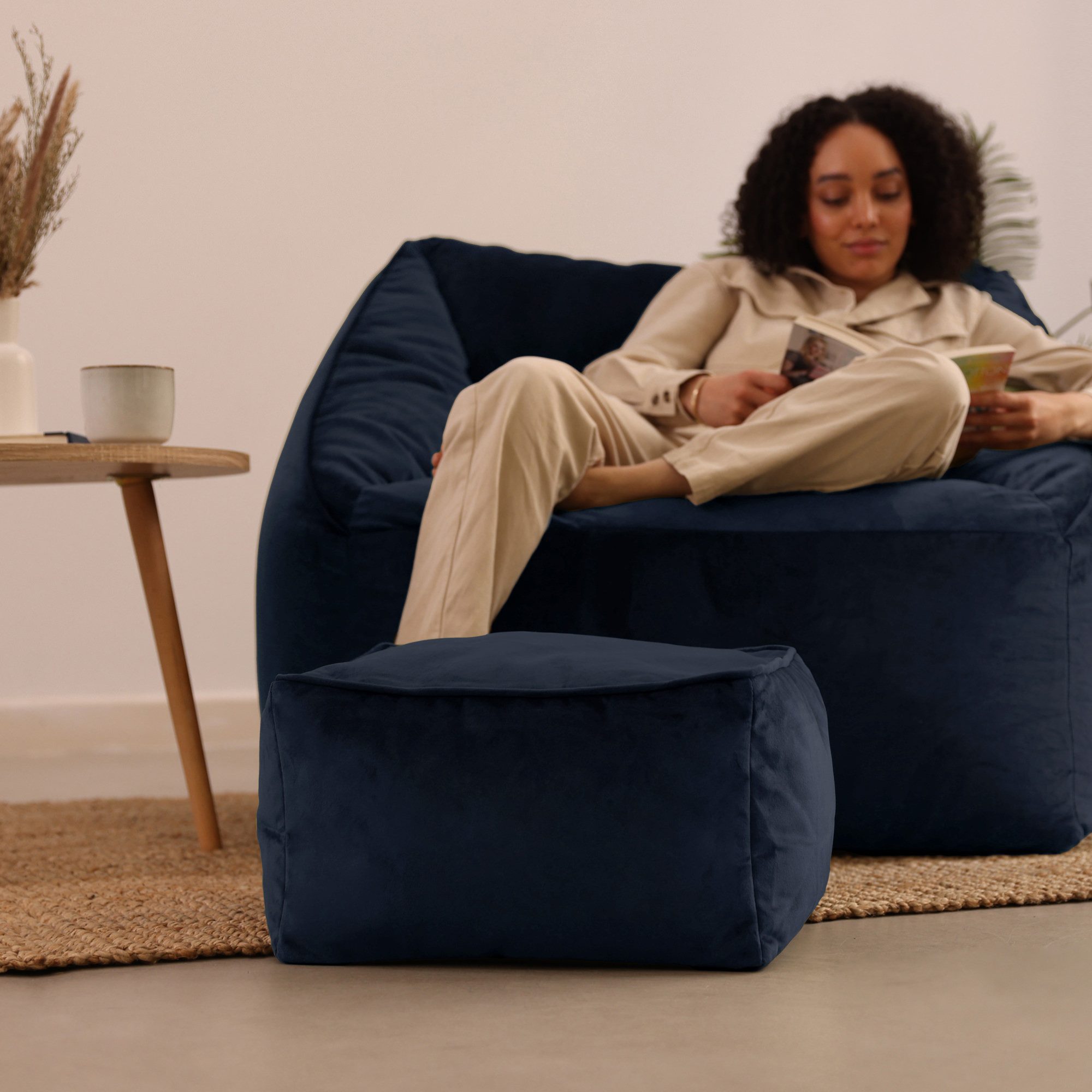 icon Pouf Sitzpouf aus Plüschsamt „Amara“ günstig online kaufen