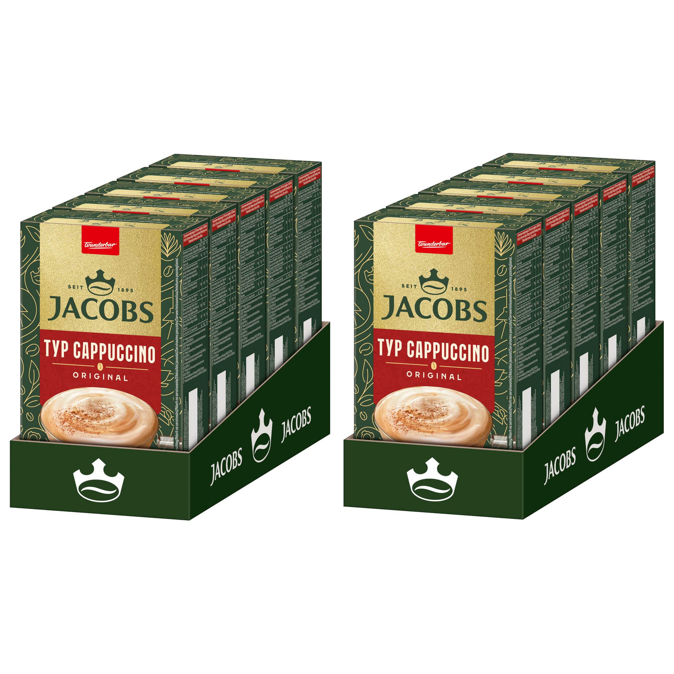 JACOBS Kaffee Löskaffee Typ Cappuccino Intantkaffee 10 x 8 Sticks - 80 Getränke, (Packung, 10er Pack)