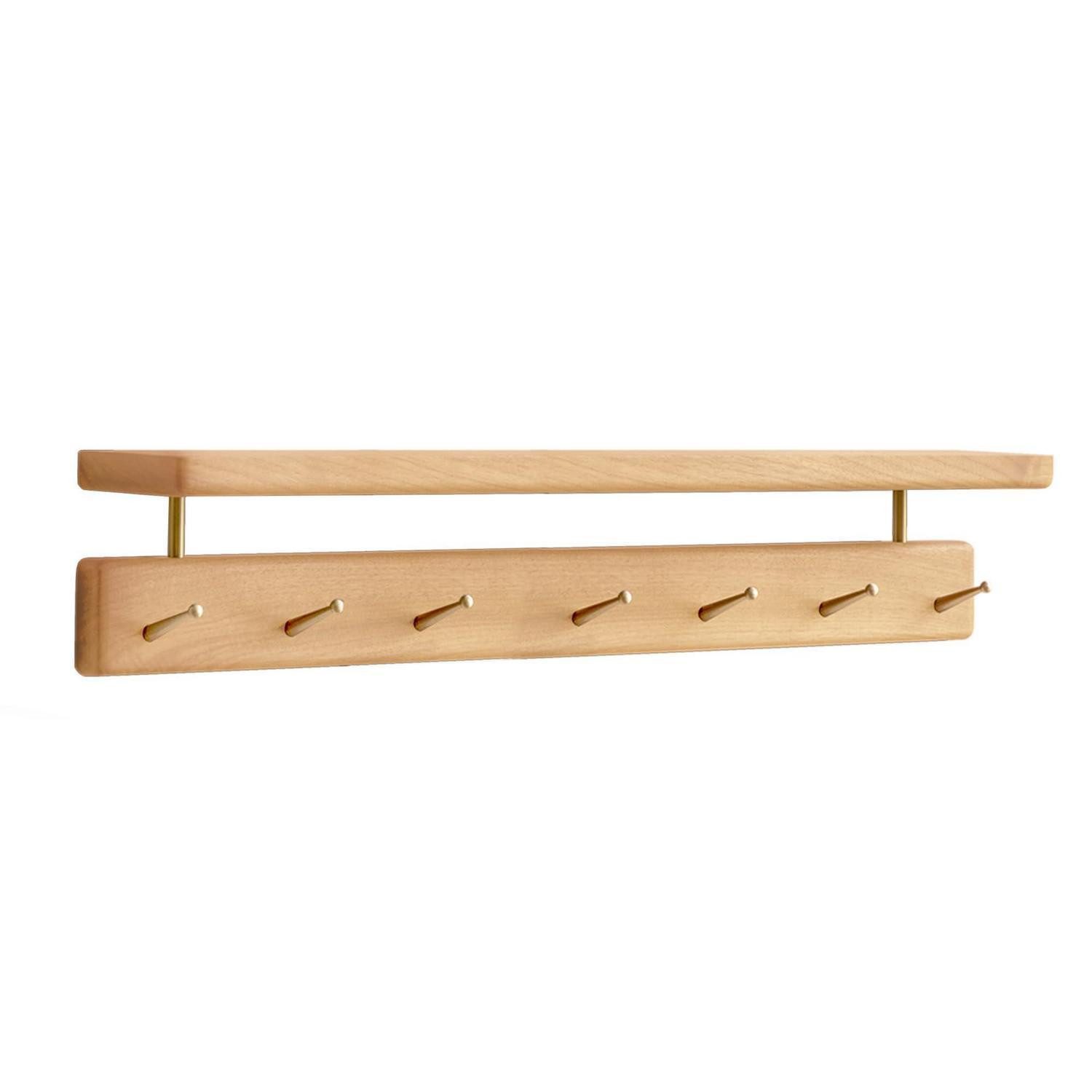 LuxusKollektion Wandgarderobe Wandgarderobe Buche natur 7 Haken Messing (1 St)