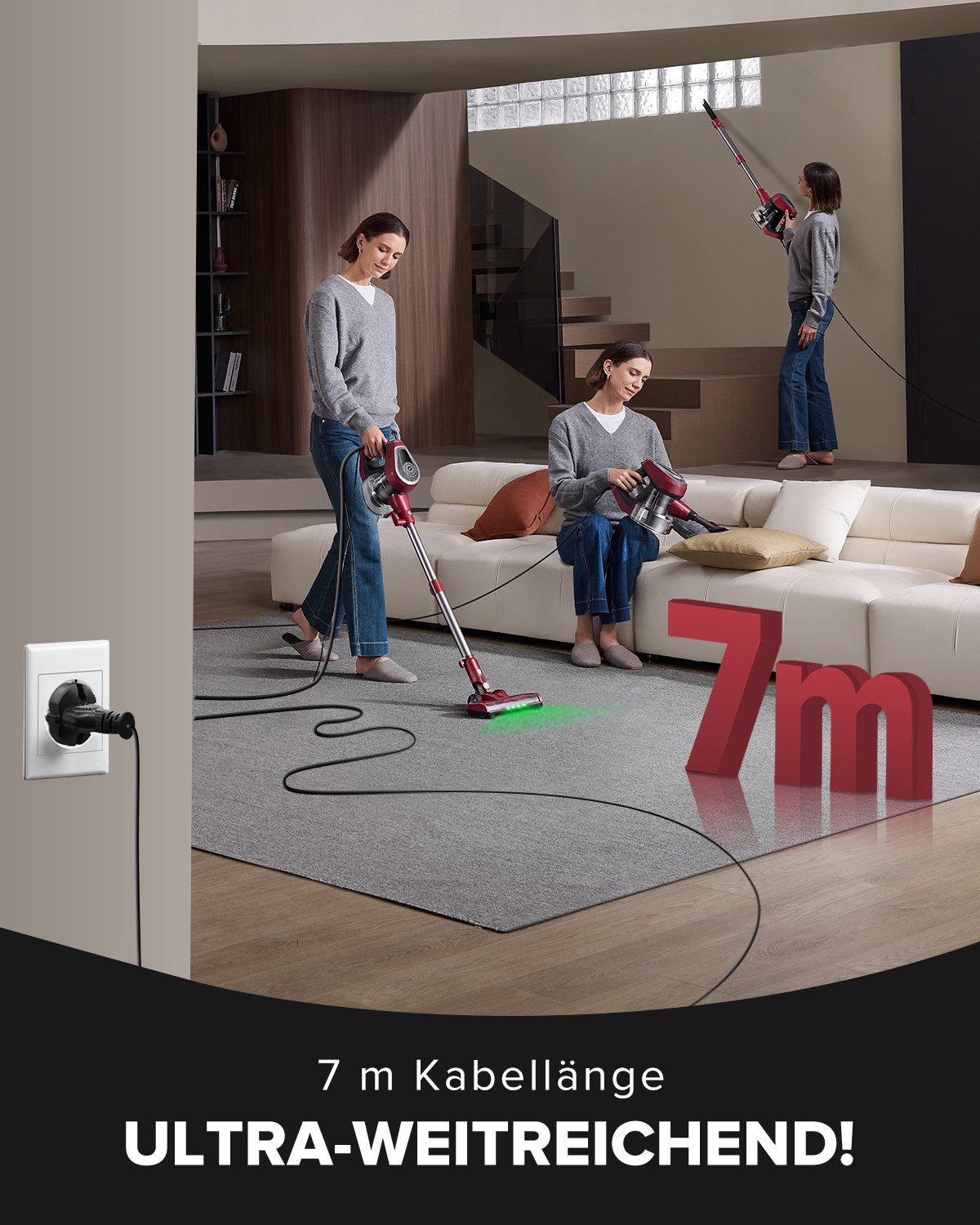 Vactidy Handstaubsauger C8 Staubsauger mit Kabel 7m/ 60kPa/ 600W/ 6-stufige Filterung, 600 W, beutellos, Staubsauger mit Kabel 7m/ 60kPa/ 600W/ 6-stufige Filterung