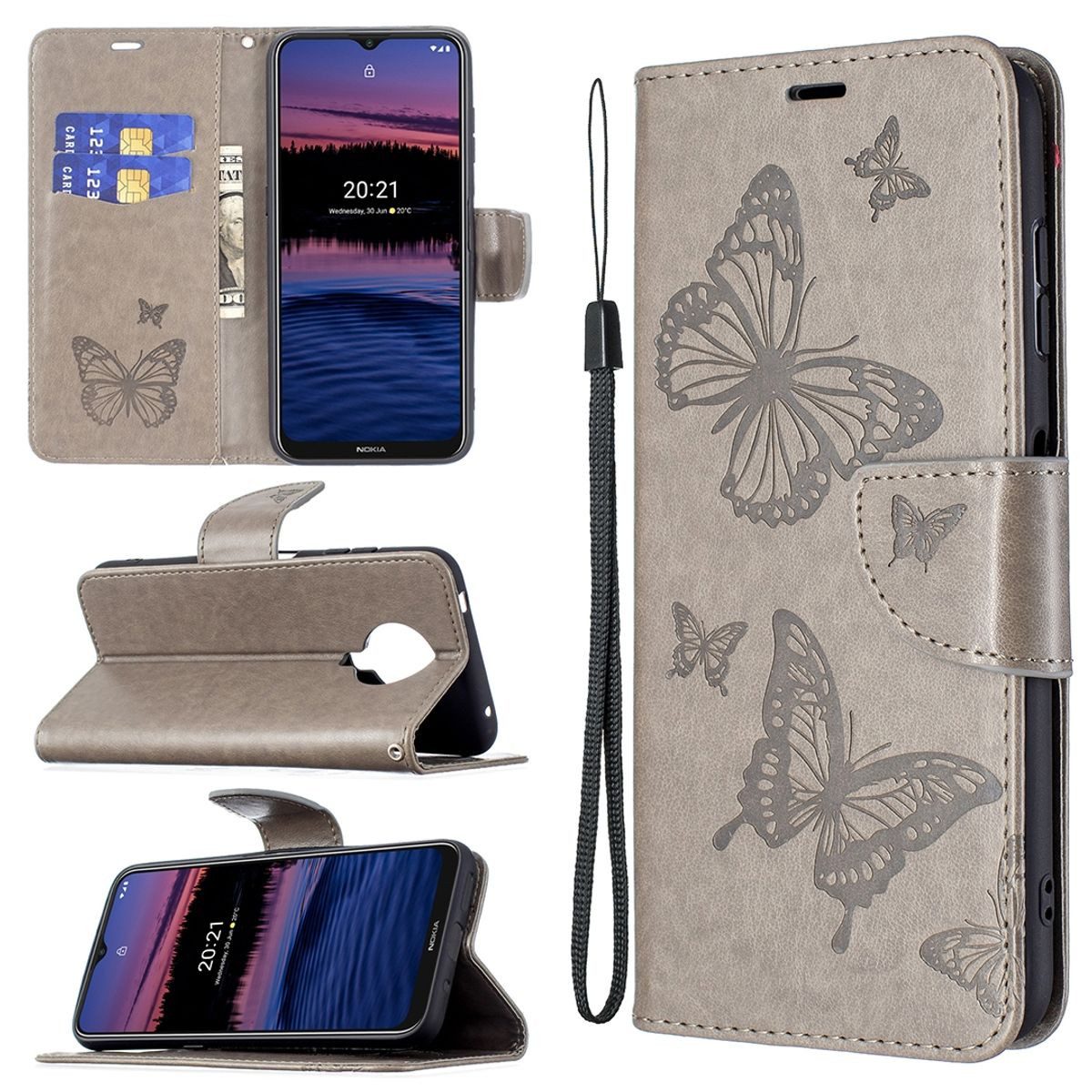König Design Handyhülle Nokia G10 / G20, Schutzhülle Schutztasche Case Cover Etuis Wallet Klapptasche Bookstyle