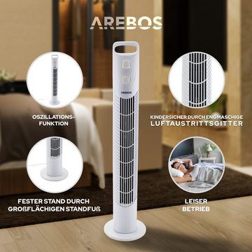 Arebos Turmventilator mit Timer, 40 Watt, 75°-Oszillation, 78,00 cm Durchmesser