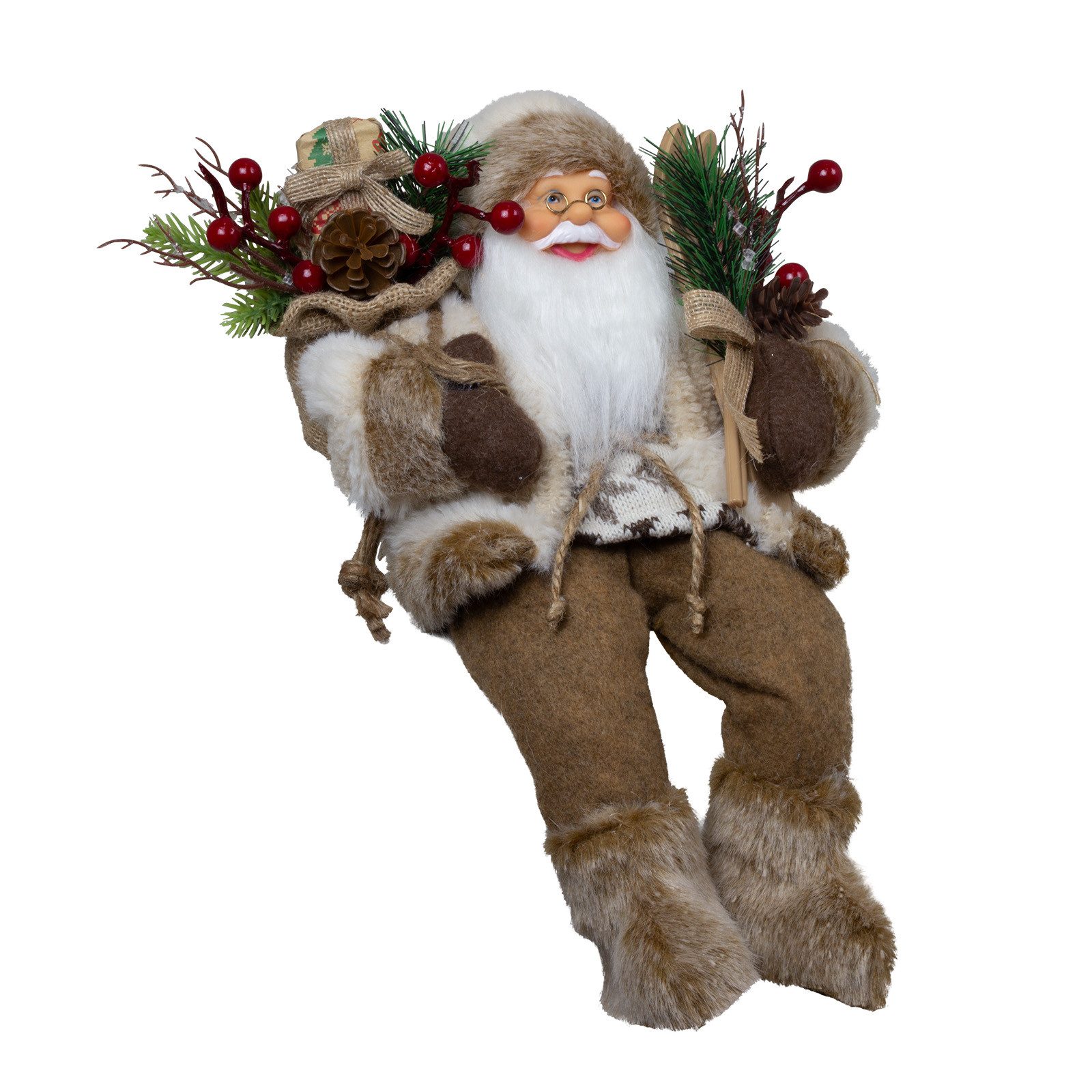 Christmas Paradise Weihnachtsmann Kantenhocker 30 cm (Santa, 1 St., sitzend), in braun-beige