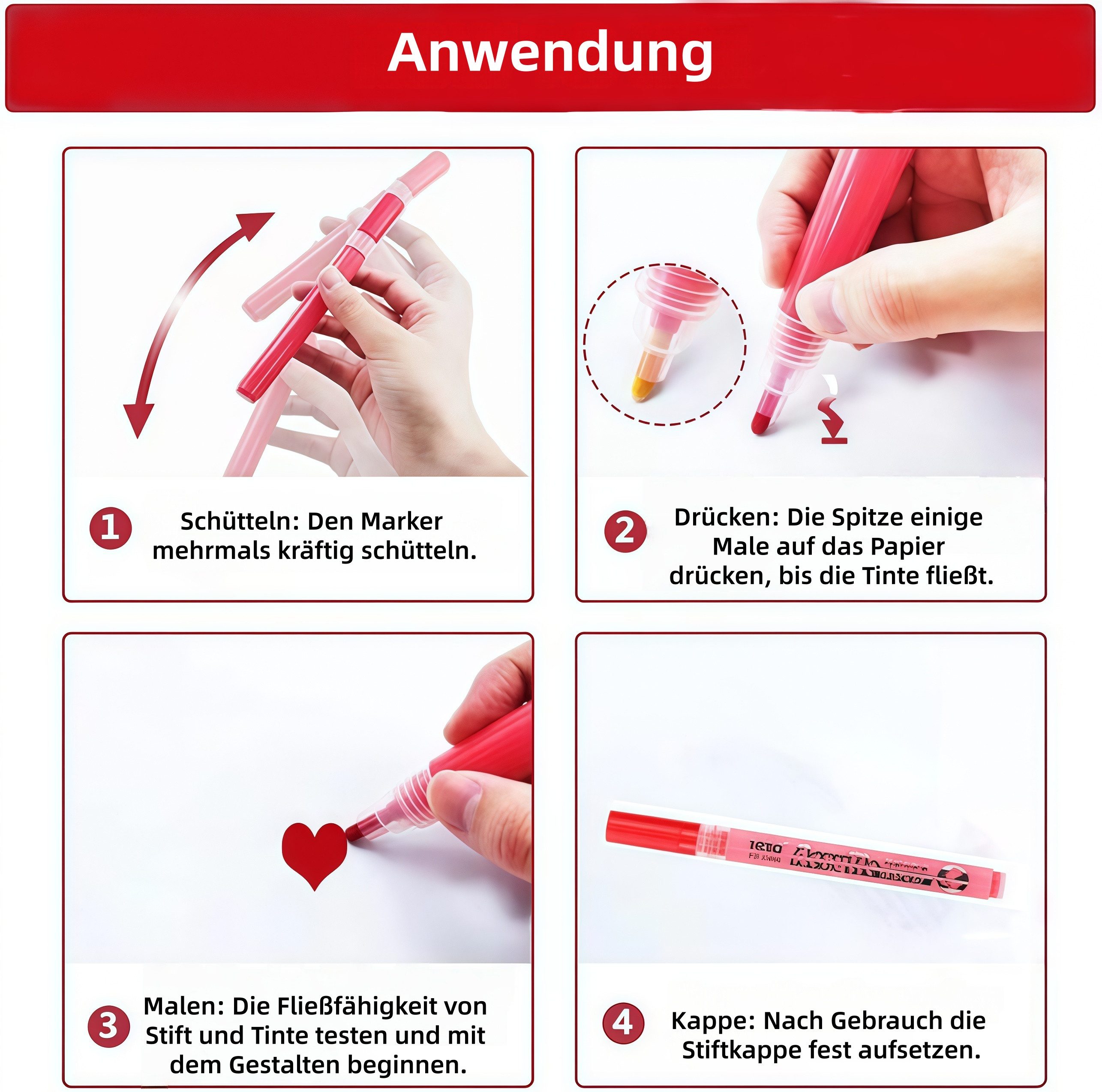 FOUORTUNATE-BEE Lackmarker 12er Set wasserfeste Acrylstifte für Steine, Glas & Papier, (12-tlg), Ideal für Kinder DIY, Oster- und Weihnachtsbastelprojekte