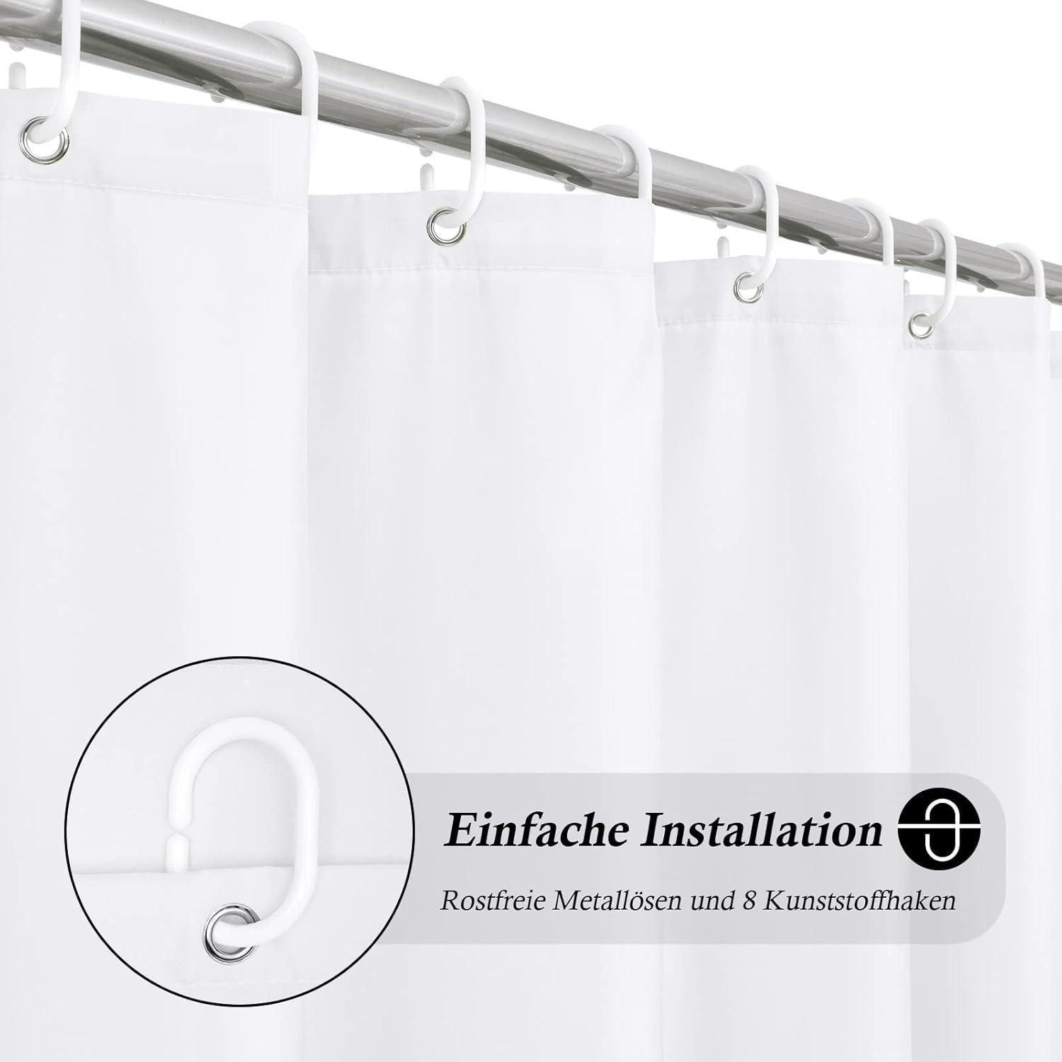 LuxusKollektion Duschvorhang Duschvorhang 100x200 Weiß Textilstoff Wasserdicht Badvorhang Breite 100 cm – Bild 2 von 5
