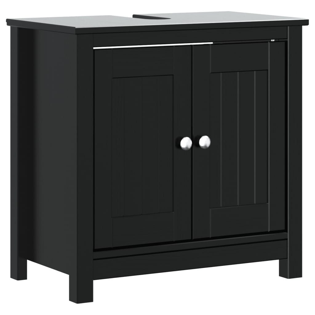 furnicato Waschbeckenschrank Waschbeckenunterschrank Schwarz 60 x 34 x 59 cm (1-St) Massivholz-Badschränke mit UV-Lackierung und viel Stauraum im Bad