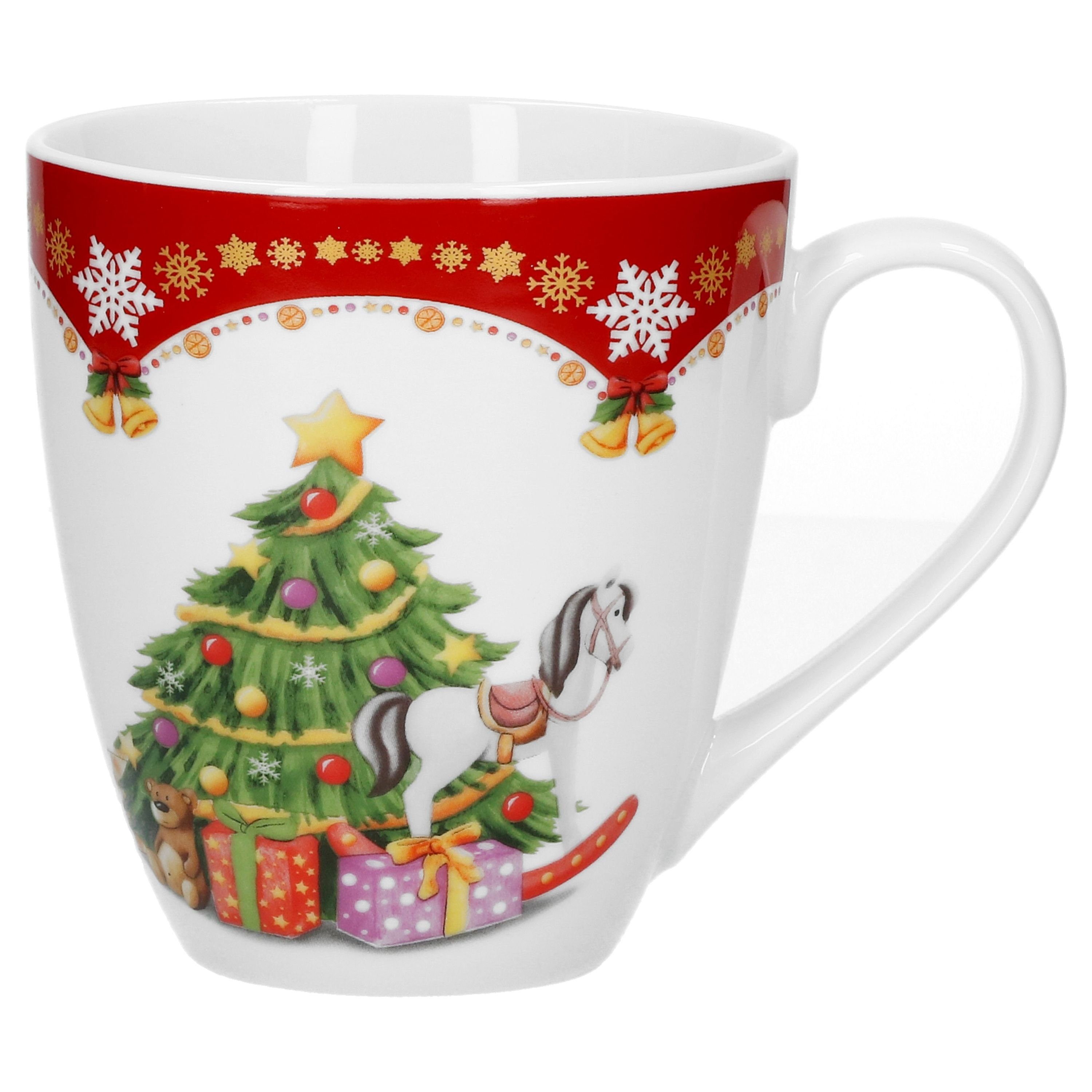 van Well Kaffeebecher 53cl, Becher Weihnachtszauber Porzellan