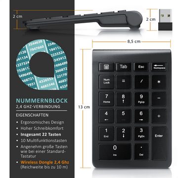 Aplic Numpad kabellos, 2,4 GHz Funk Wireless-Tastatur (Wireless Ziffernblock, Keypad mit 35 Tasten, 10 Multifunktionstasten)