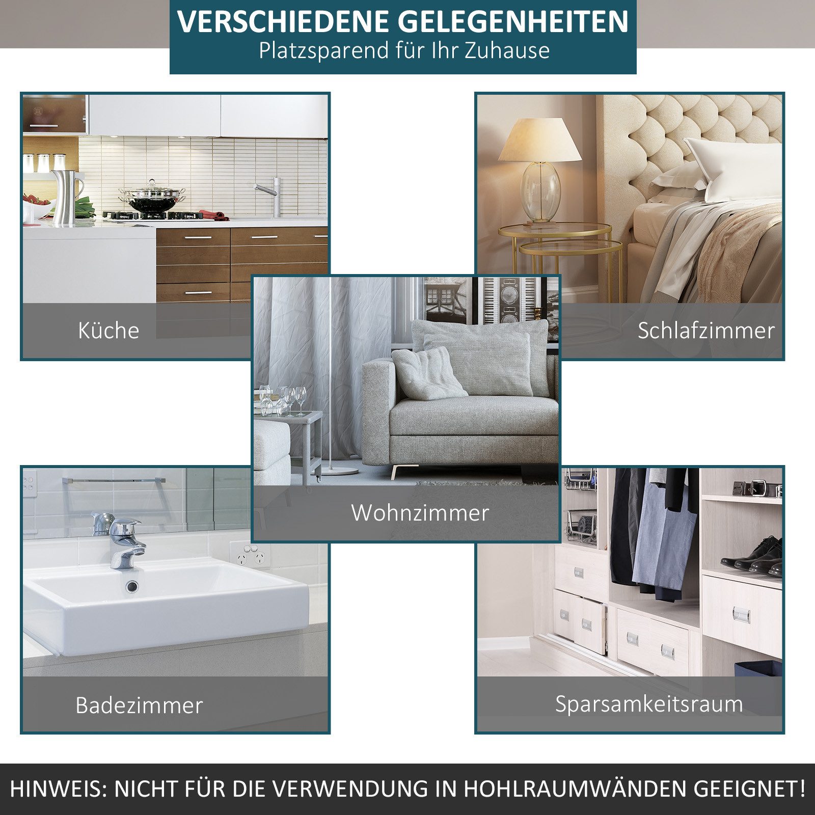 HOMCOM Türbeschlag Schiebetür Komplettset Schiebetürbeschlag mit Bodenführung (Schiebetürsystem, 1 St., Schiebetüren-Beschlagsatz), aus Kohlenstoffstahl Schwarz – Bild 5 von 5