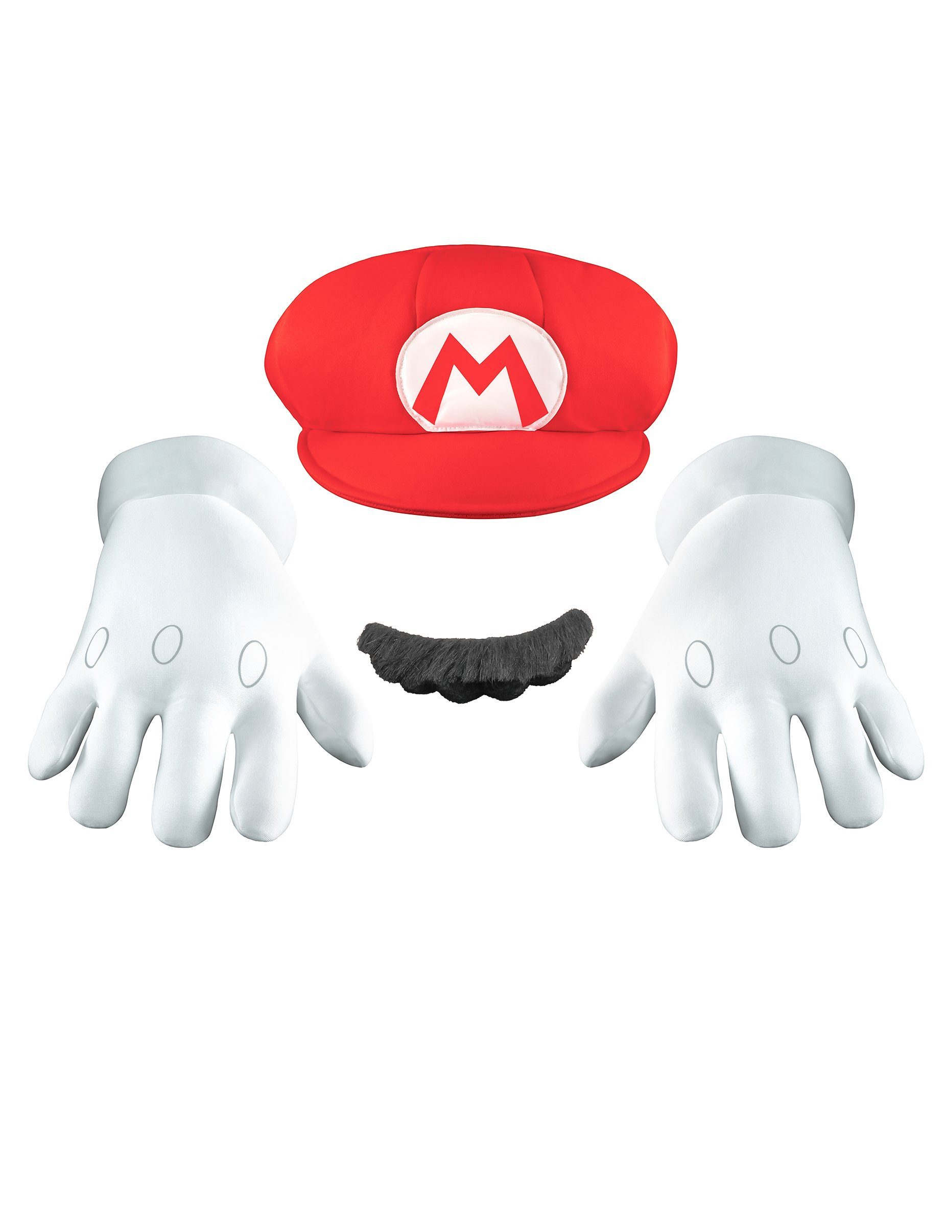 Disguise Kostüm Mario Kinder-Accessoires-Set Super Mario Videospiel weiss-rot-schwarz