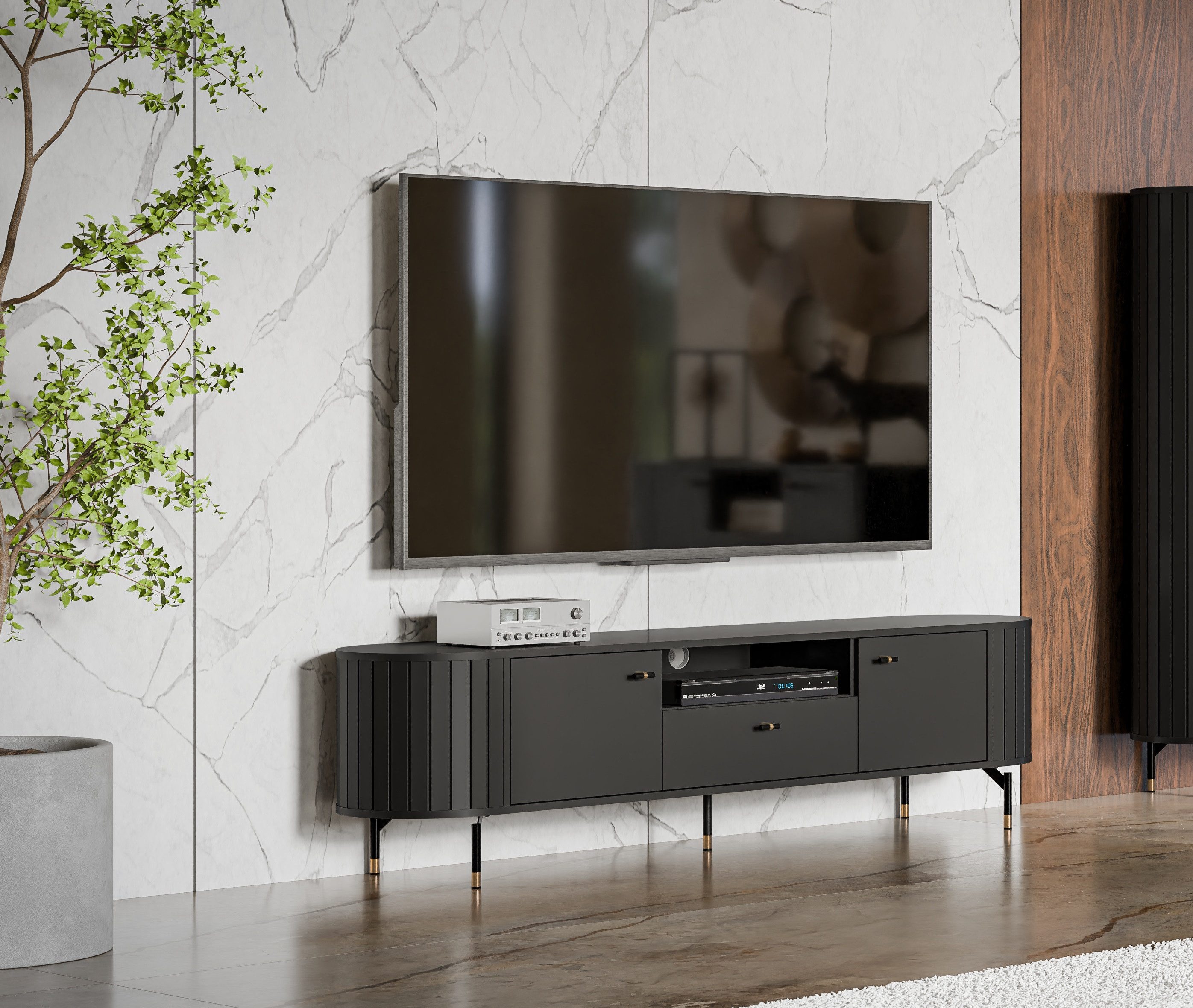 designimpex TV-Rack Design Fernsehtisch Roma DO-5 TV-Möbel Lowboard TV Wohnzimmer Tisch