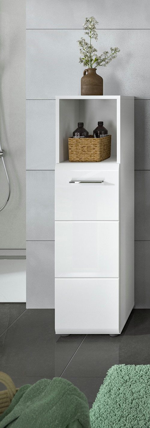 xonox.home Hochschrank Standschrank hoch Ice, weiß / weiß Hochglanz (1-St) Badmöbel, Einzelltyp