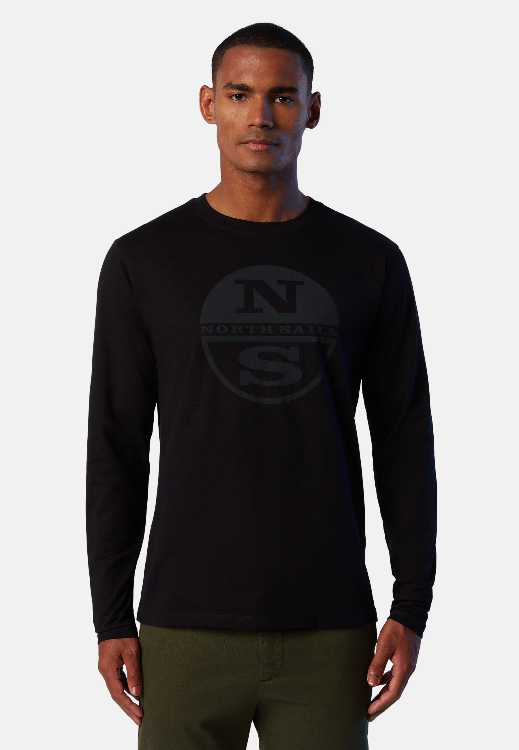 North Sails T-Shirt Langarm-T-Shirt mit Logo-Druck mit klassischem Design MILKY BLACK