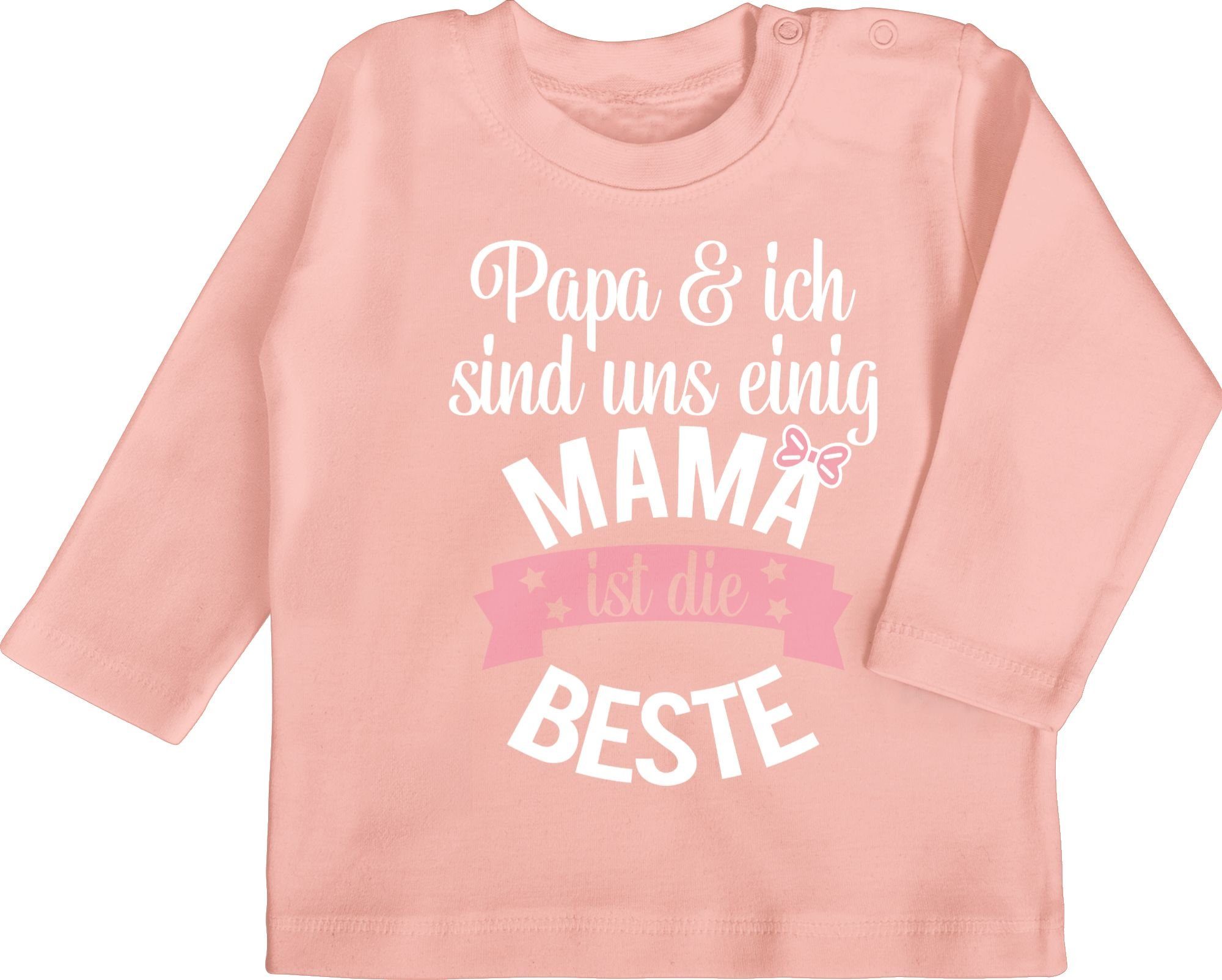 Kinder Jungen (Gr. 50 - 92) Shirtracer T-Shirt Mama ist die beste - rosa weiß - Muttertagsgeschenk Baby - Baby T-Shirt langarm G