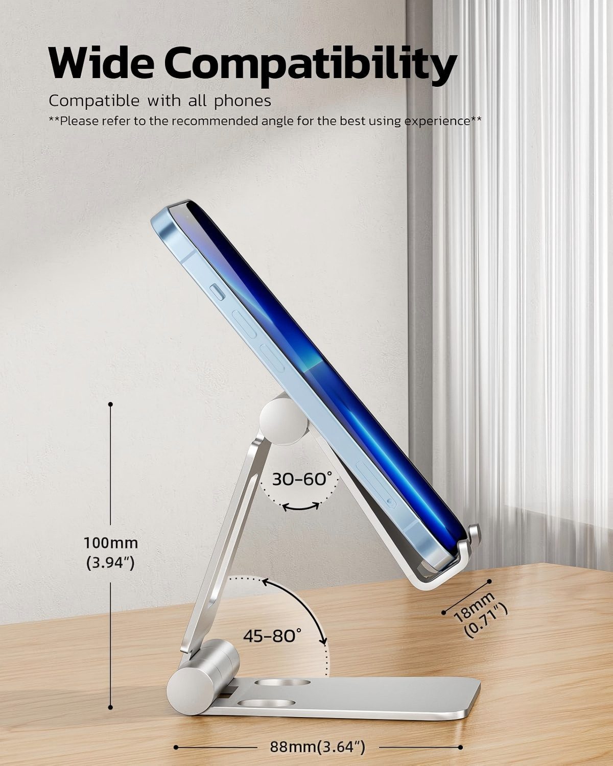 Refined Living Smartphone-Halterung 2 Stück Handy Ständer Faltbar & Verstellbar, Handy Halterung Tisch, (bis 8 Zoll, Handyhalter universal, Smartphone Halter, H – Bild 3 von 5