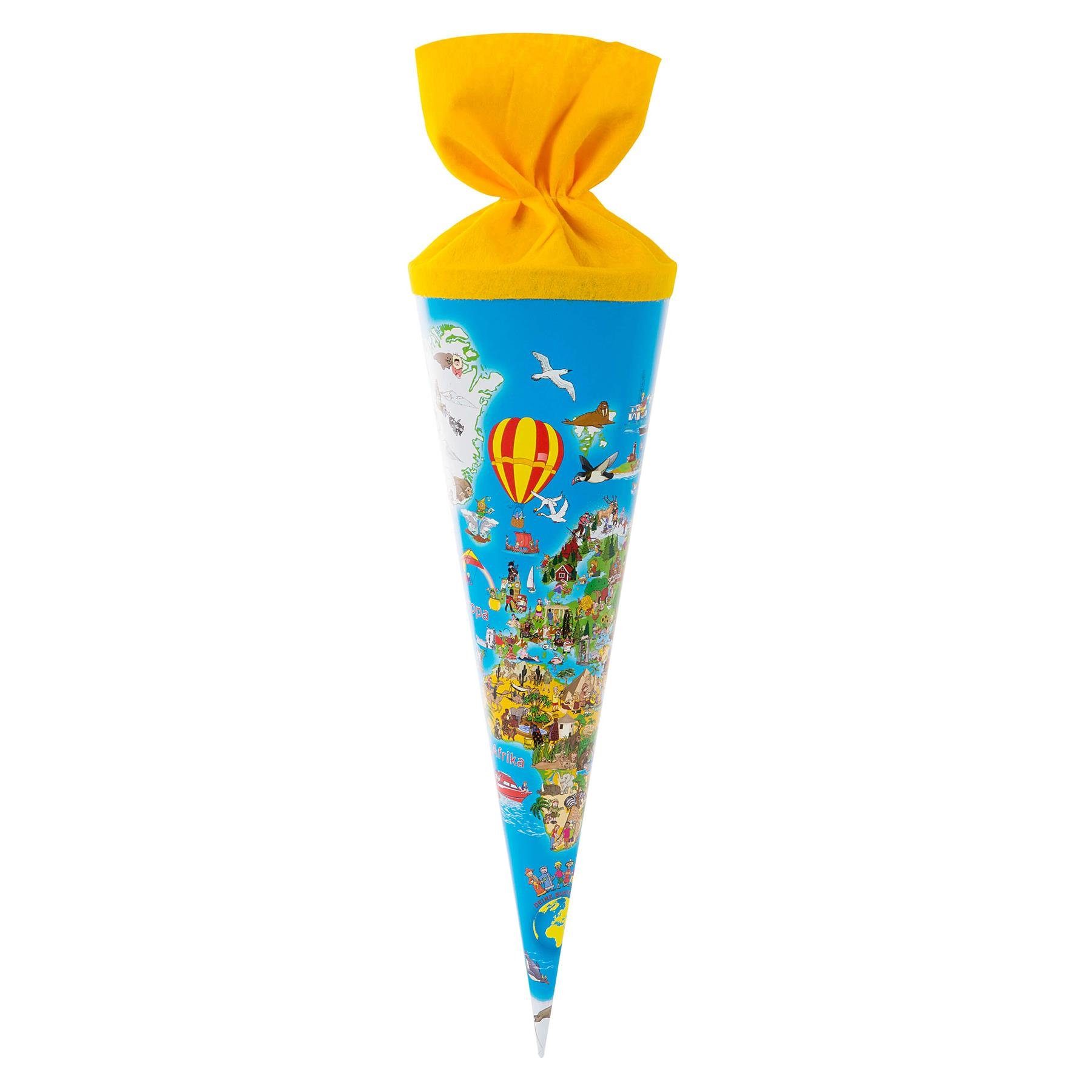 Goldbuch Schultüte Goldbuch Geschwistertüte Weltkarte - 35cm, Verschluss Filz