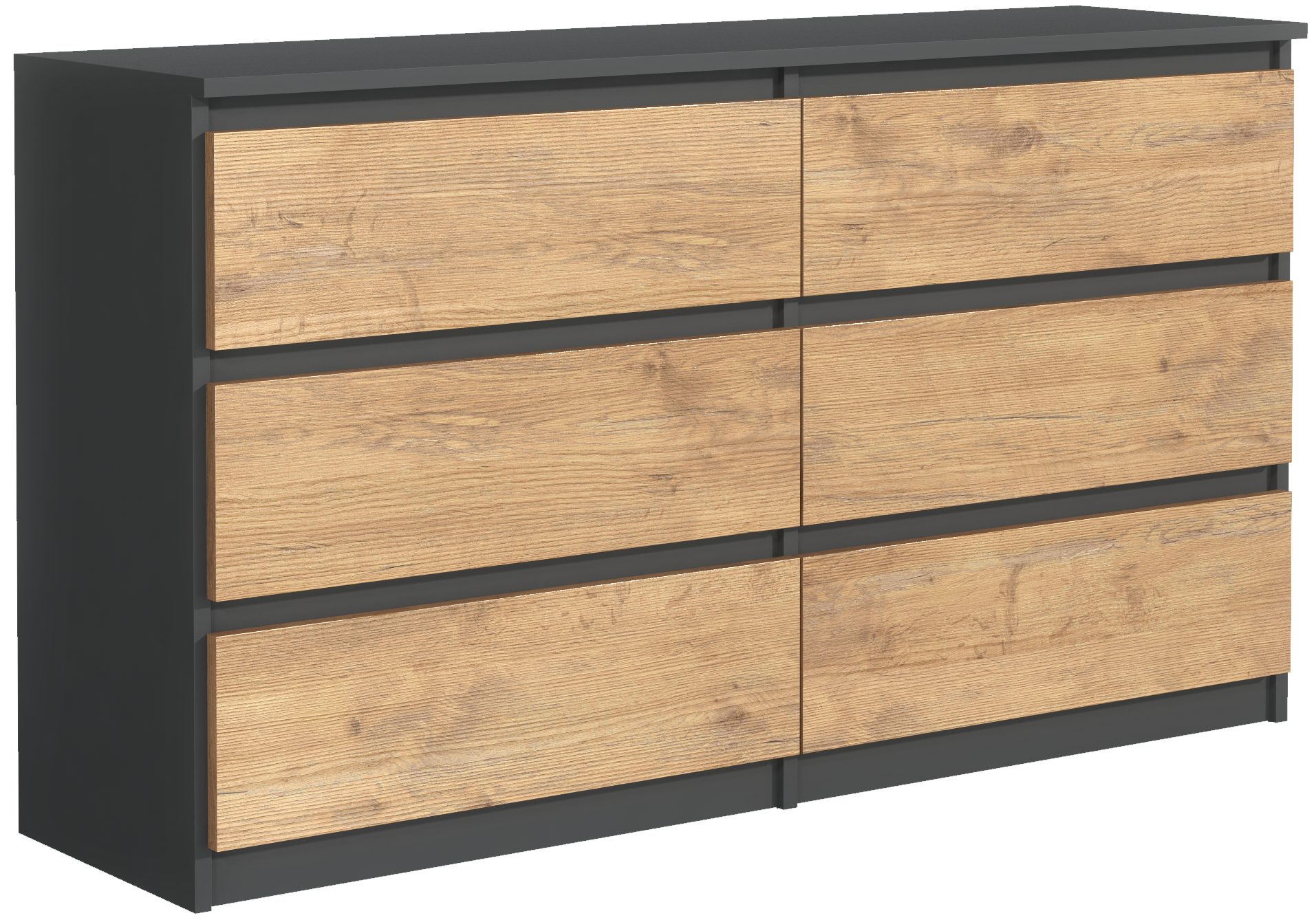 MAGOWA Schubkastenkommode Kommode 120cm - moderne Kommode mit 6 Schubladen für viel Stauraum (Breite 120cm Tiefe 39 cm Höhe 78,5 cm), Unterseite mit Gleitern für optimale Belüftung ausgestattet