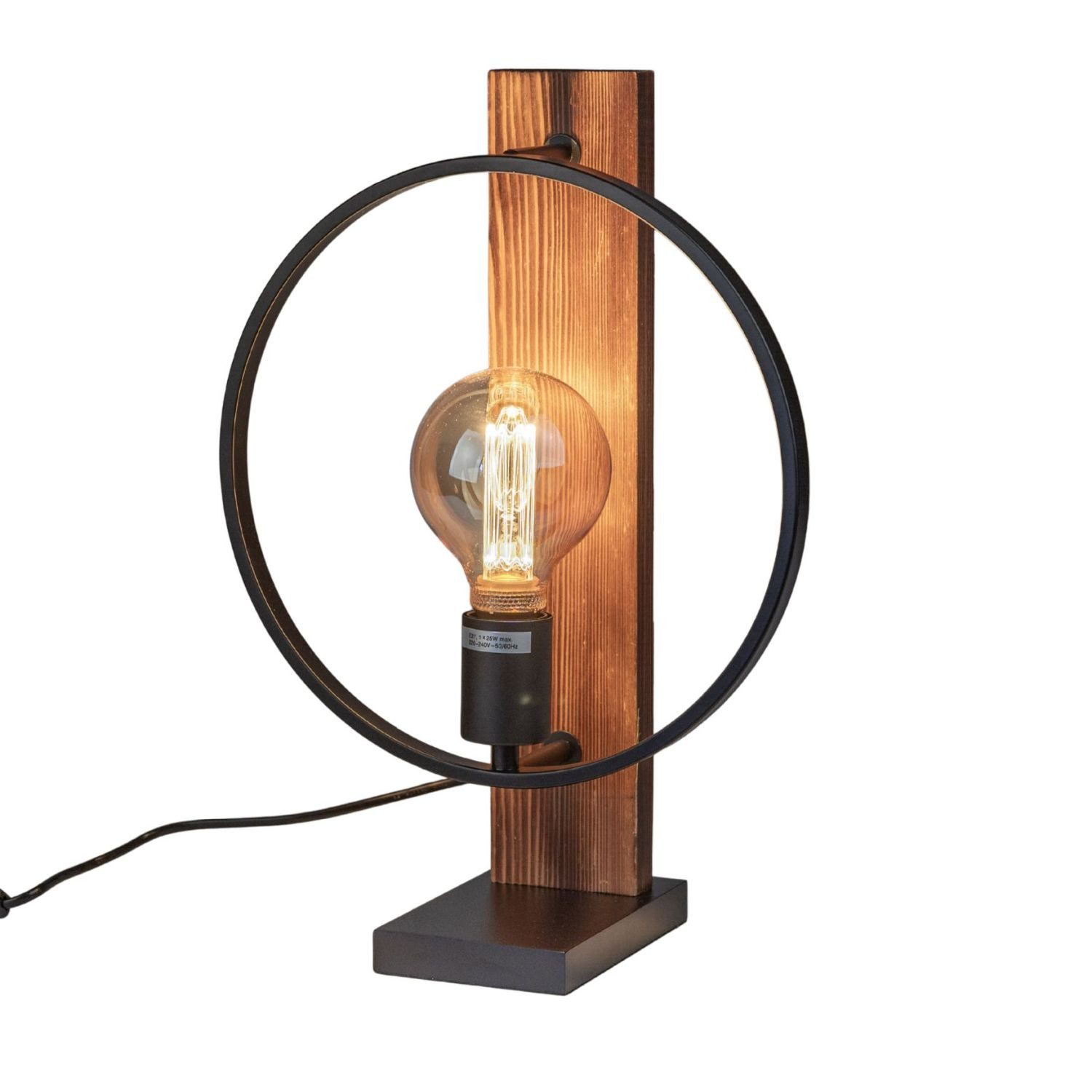 formano Tischleuchte Holzrahmen, LED, Fassung E27, Schwarz, Rahmen, H: 42cm