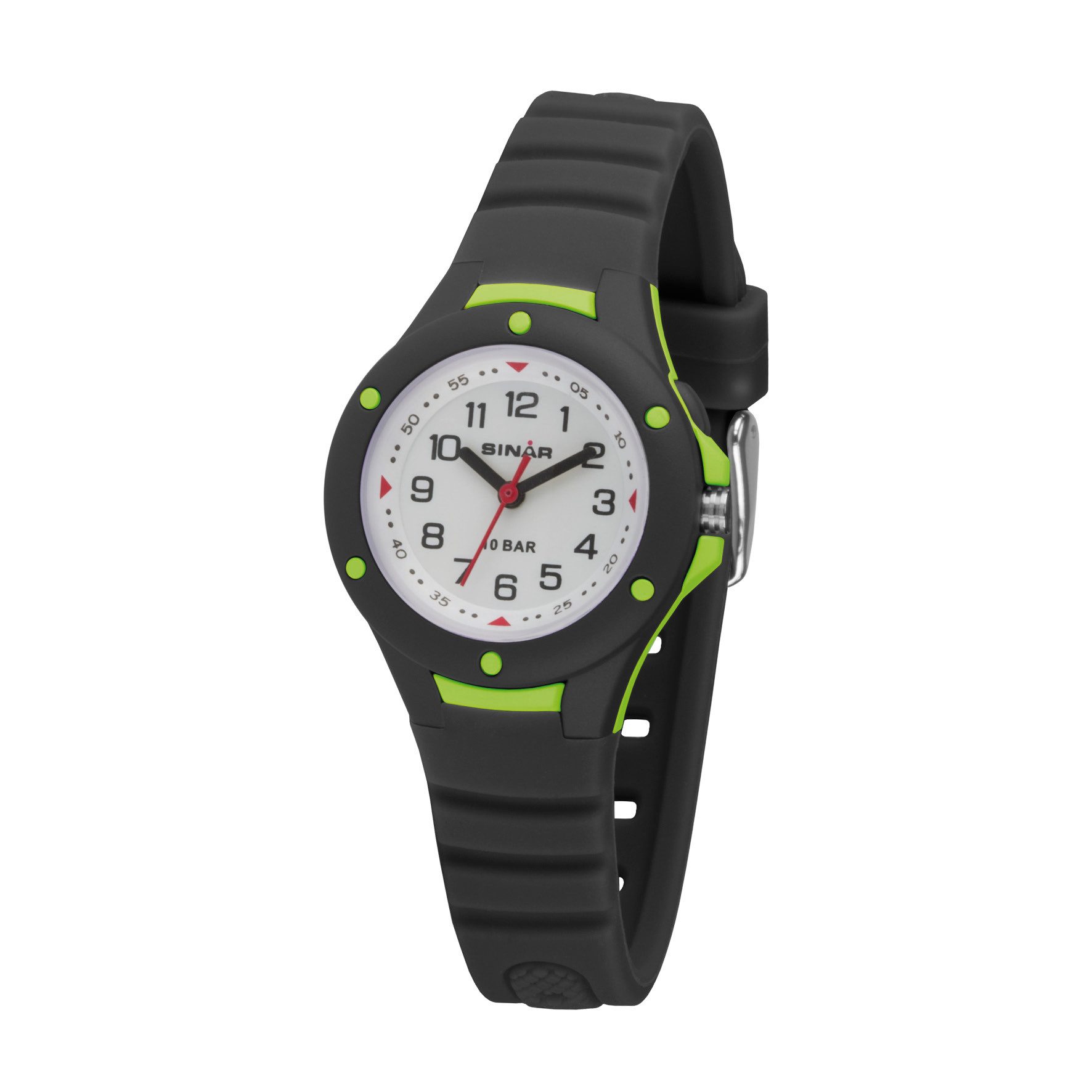 SINAR Quarzuhr XB-17 Jugenduhr Sportuhr Silikonband 10 bar, analog sportlich modern Geschenkidee Jugend Kids Ø 29 mm