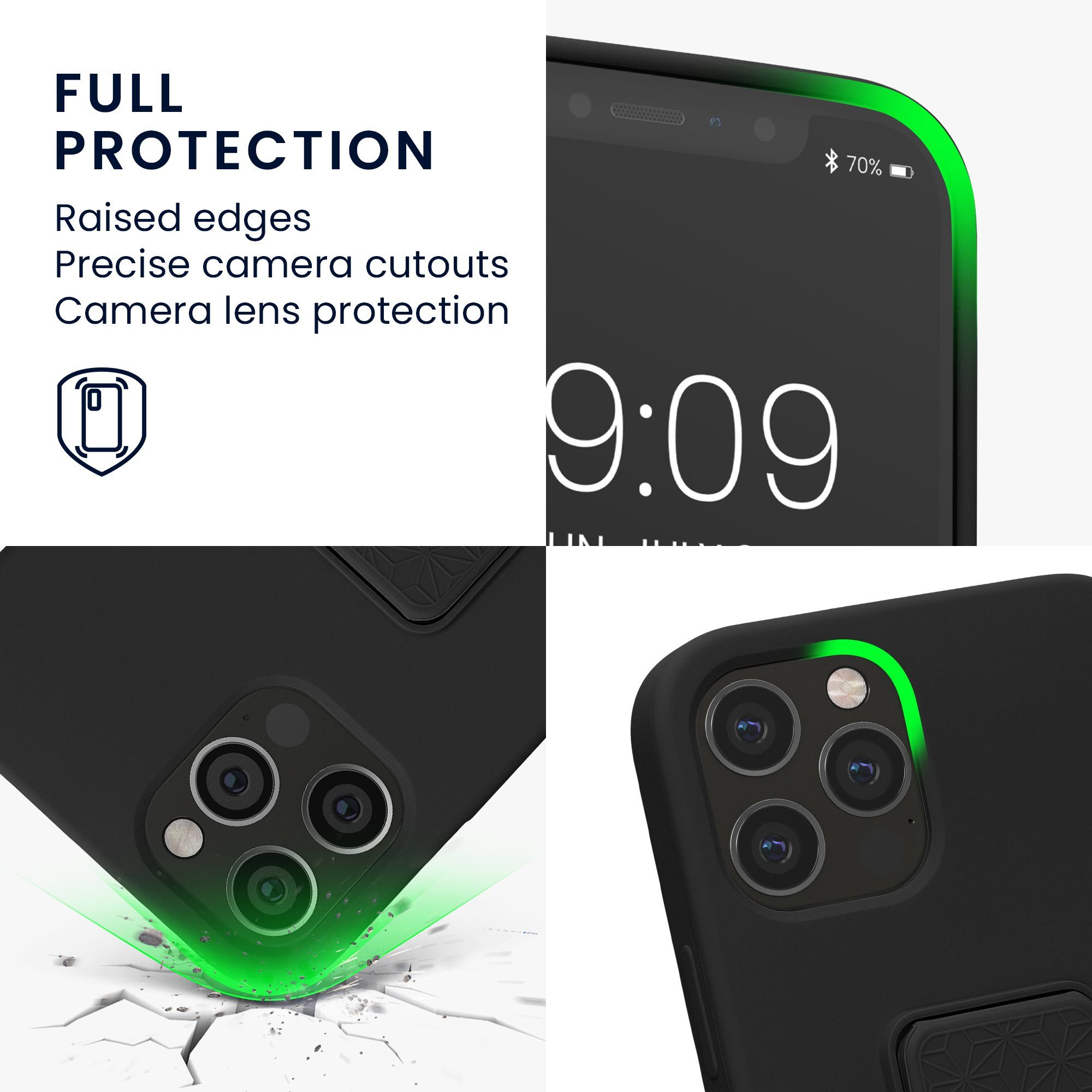 kwmobile Handyhülle kwmobile Handyhülle für Apple iPhone 12 / 12 Pro, Hülle mit Fingerhalter und Standfunktion - Silikon Case Handy Cover