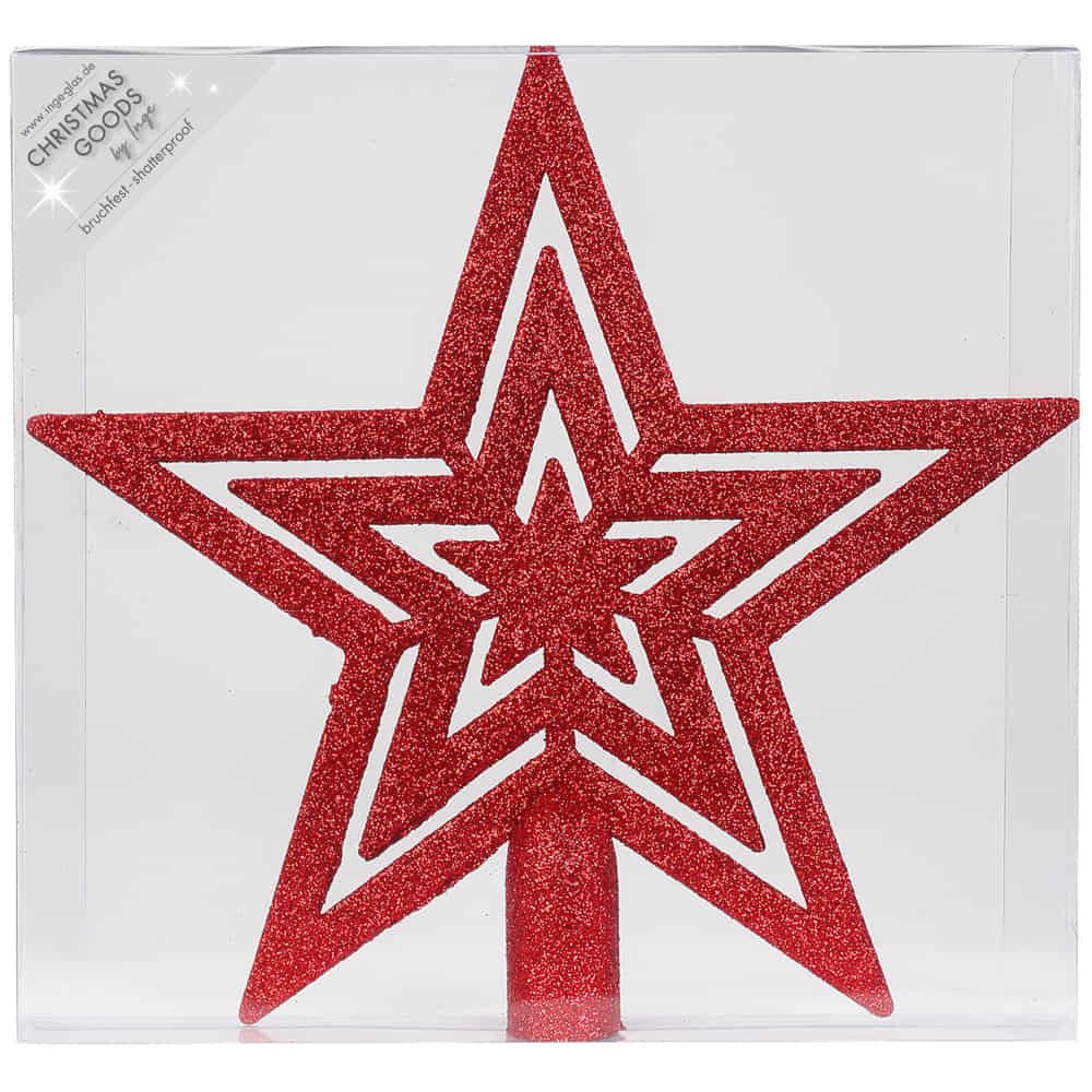 INGE-GLAS® Christbaumspitze Kunststoff Christbaumspitze Stern 21 cm rot