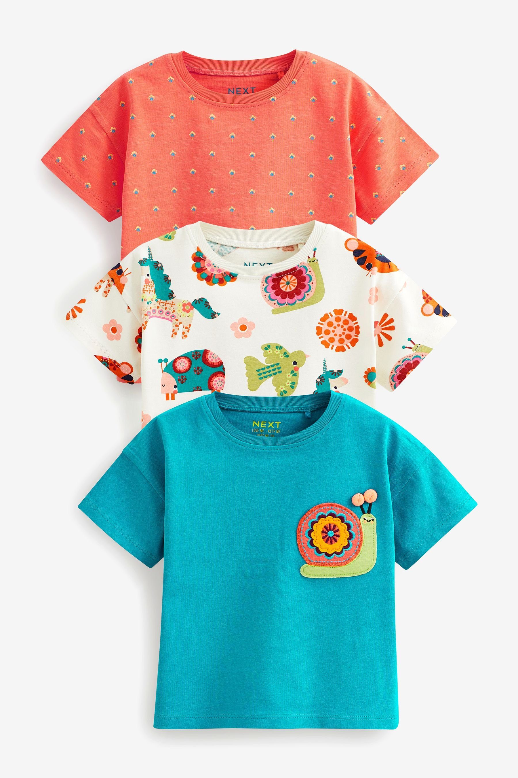 T-Shirts, Orange Kurzärmelige (3-tlg) T-Shirt 3er-Pack Next